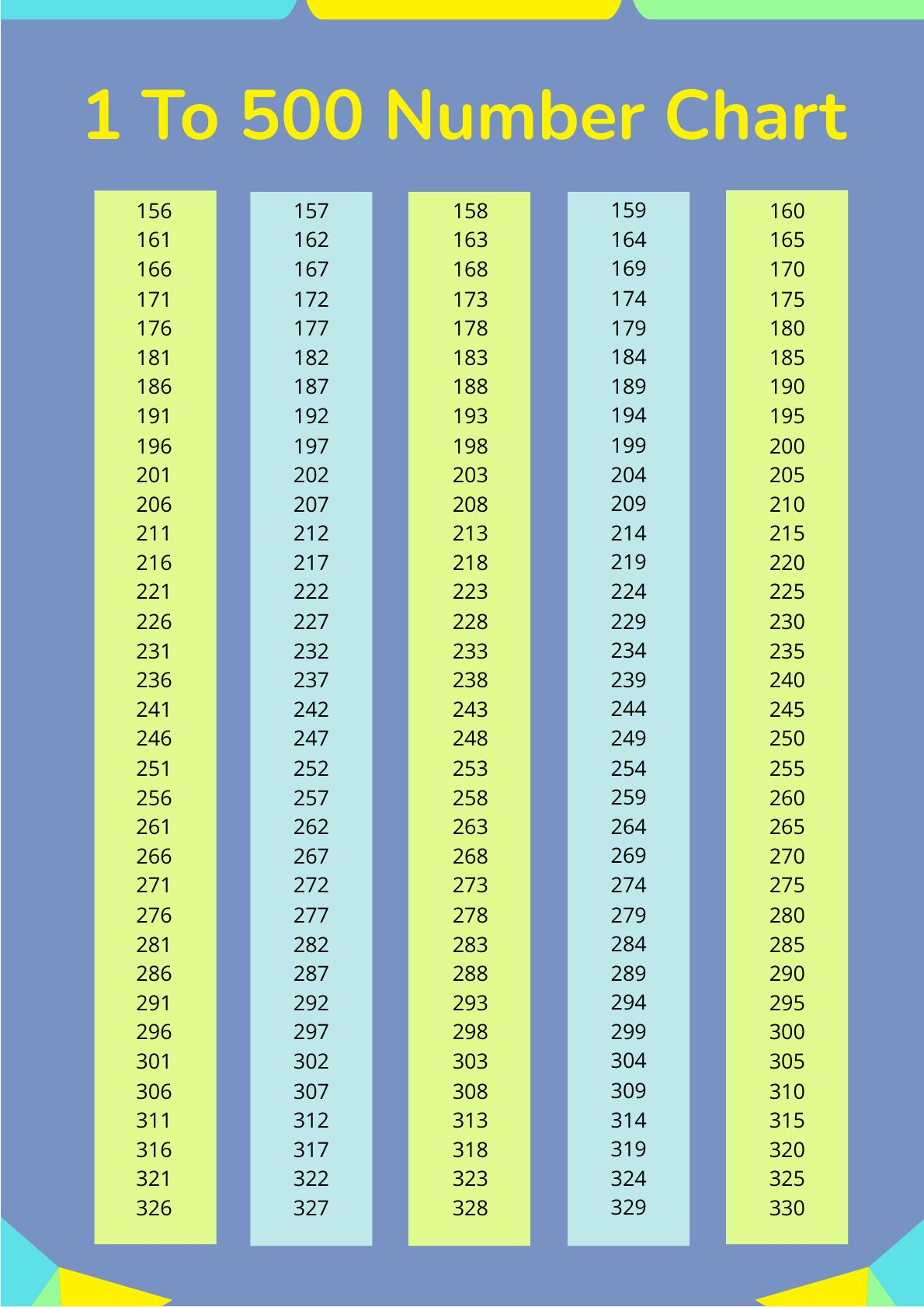 1 To 500 Number Chart In Illustrator, Pdf - Download | Template inside 1 to 500 Number Chart Printable Free Download