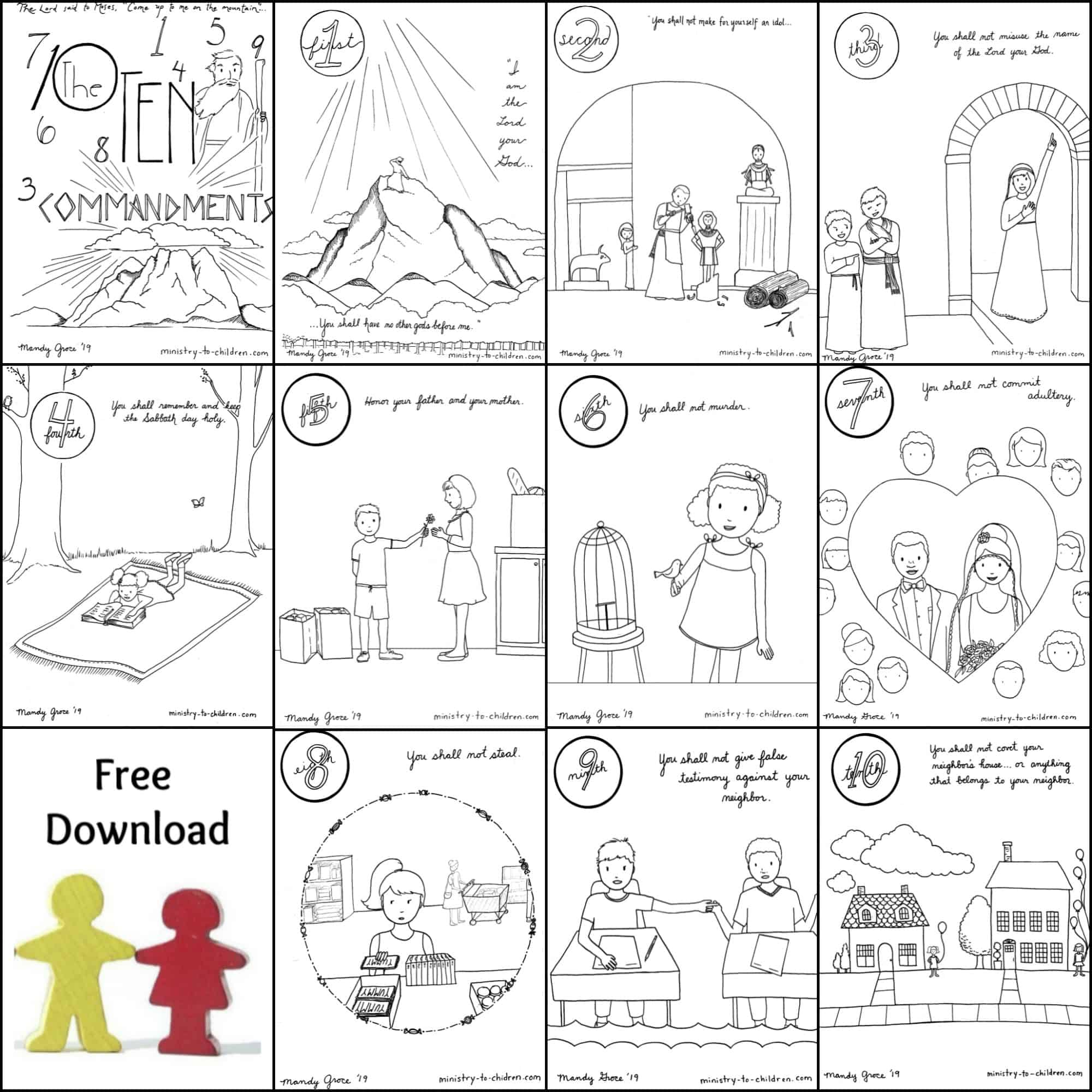 10 Commandments Coloring Book [Free Printable Pdf] Pages For Kids inside Free Printable 10 Commandments For Preschoolers