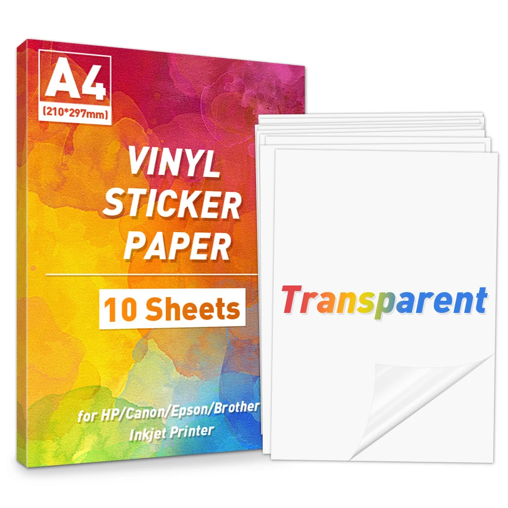 10 Sheets Transparent Sticker Paper A4 Printable Vinyl Sticker Clear Label  Paper For Inkjet Printer Self Adhesive A4 Paper Sheet - Aliexpress pertaining to Printable Clear Sticker Paper Waterproof