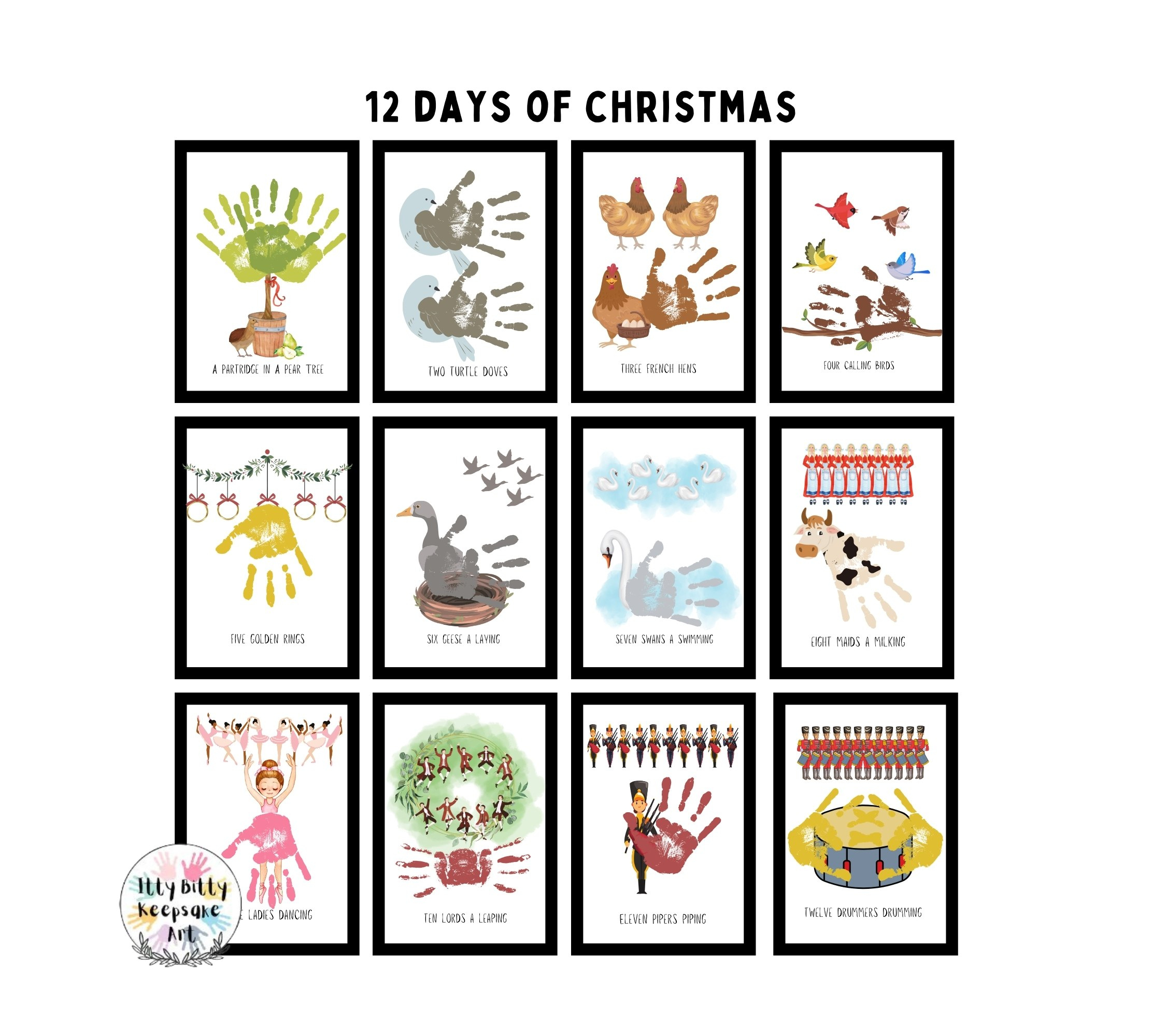 12 Days Of Christmas Handprint Craft Art Printable Template intended for 12 Days of Christmas Printables