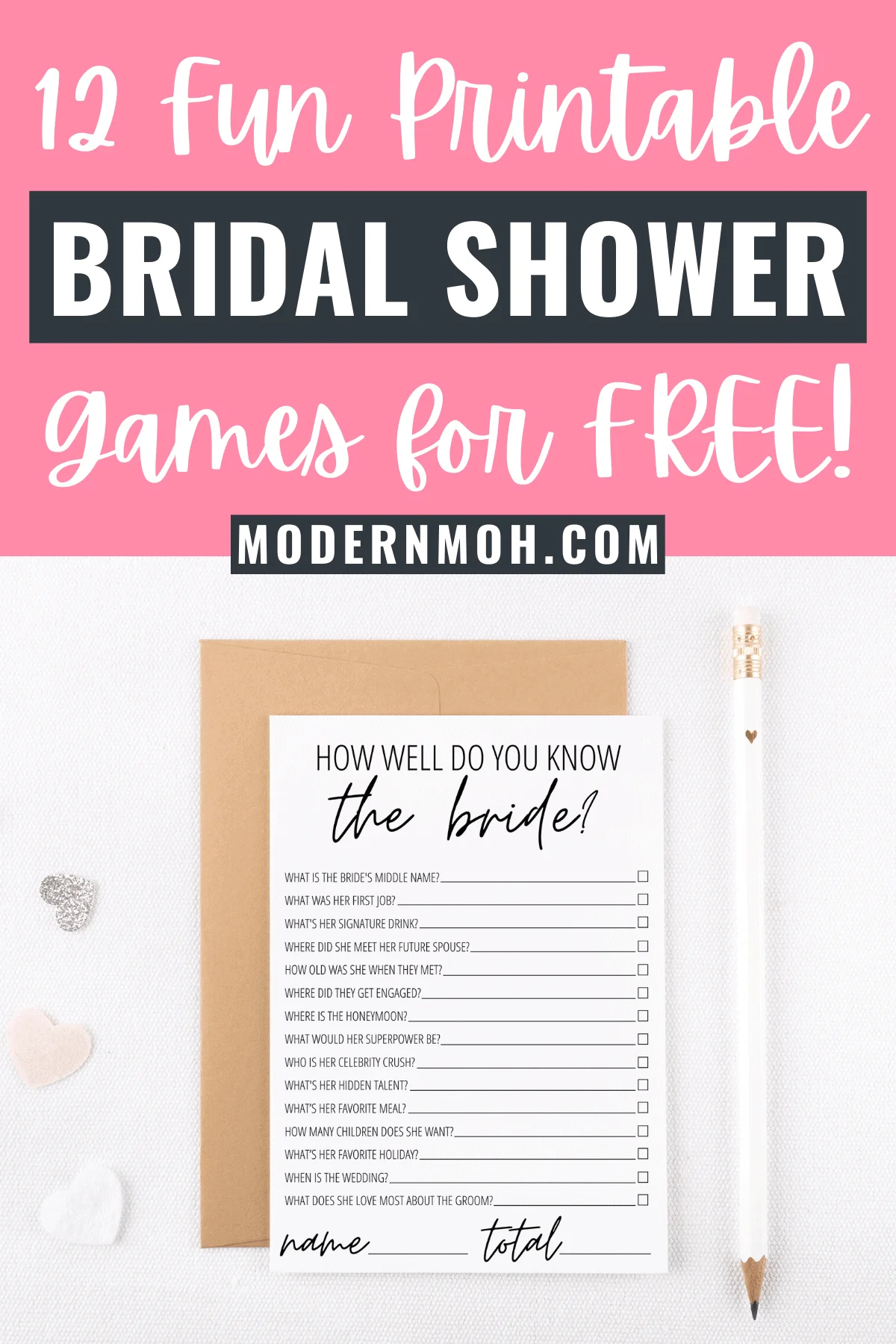 12 Free Printable Bridal Shower Games | Modern Moh inside Wedding Shower Games Free Printable