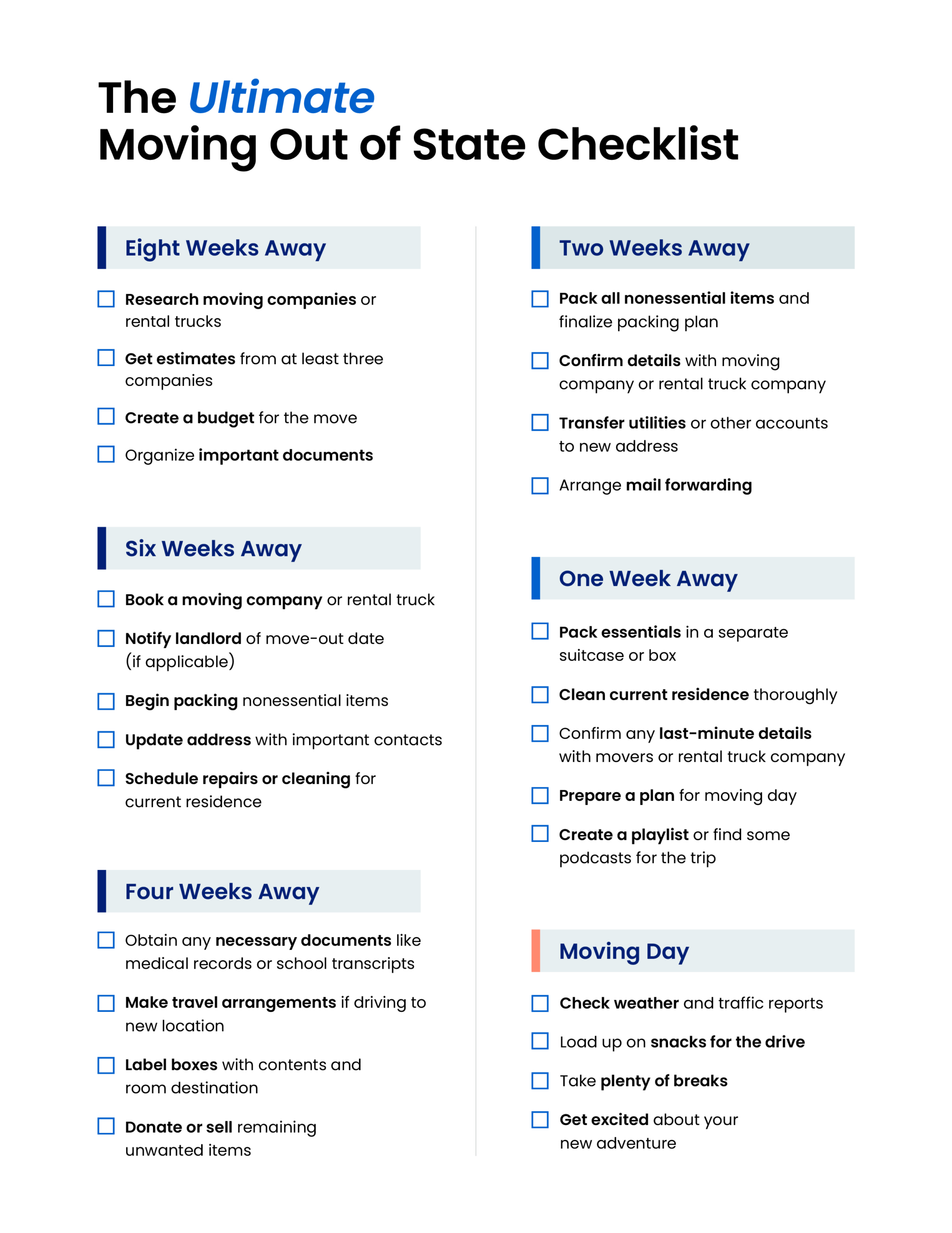 12 Top Tips For Moving Out Of State [+Timeline And Checklist] intended for Printable Moving Out of State Checklist