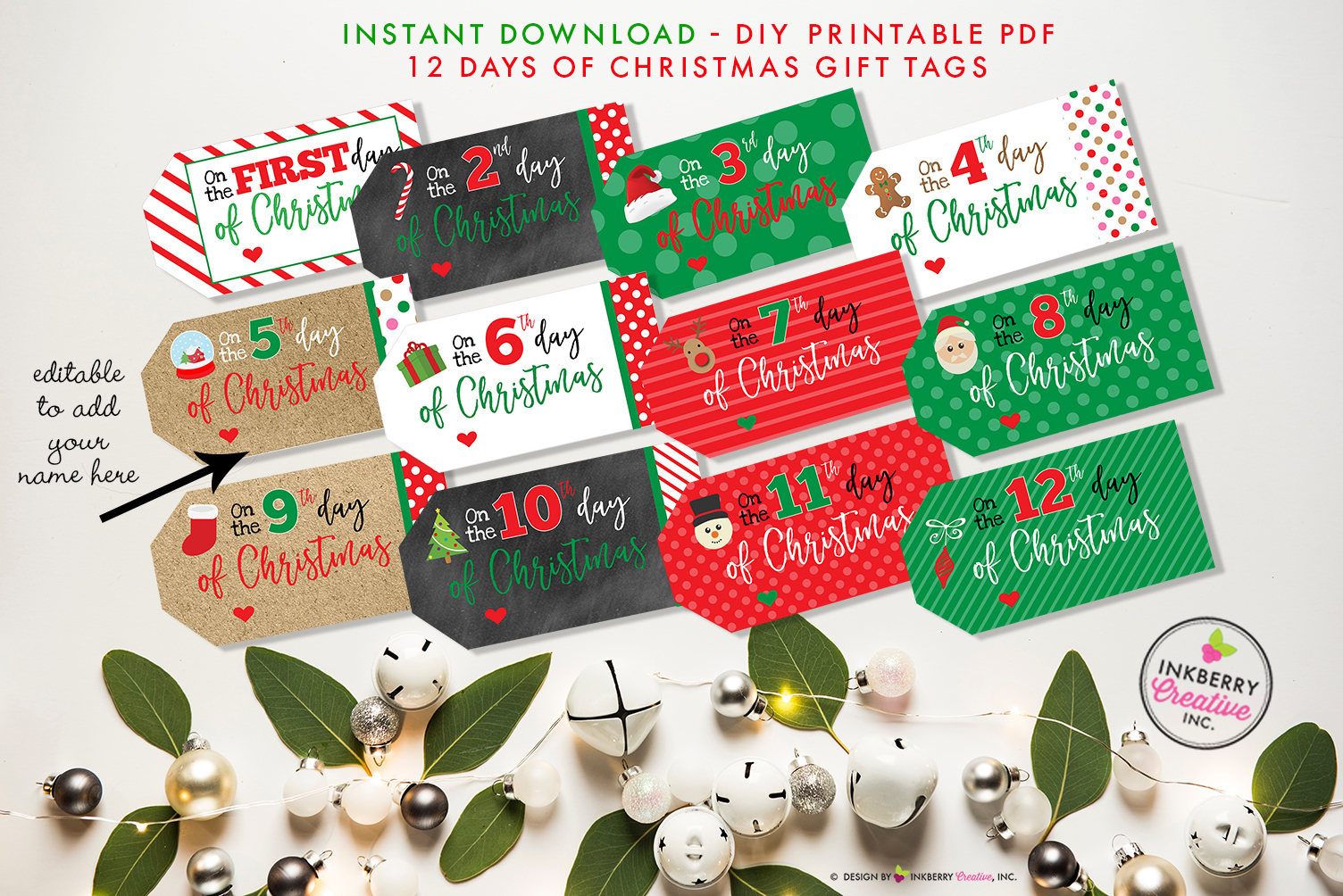 12 Weihnachtstage Geschenkanhänger - Zwölf Tage Weihnachtszeit regarding 12 Days of Christmas Printables