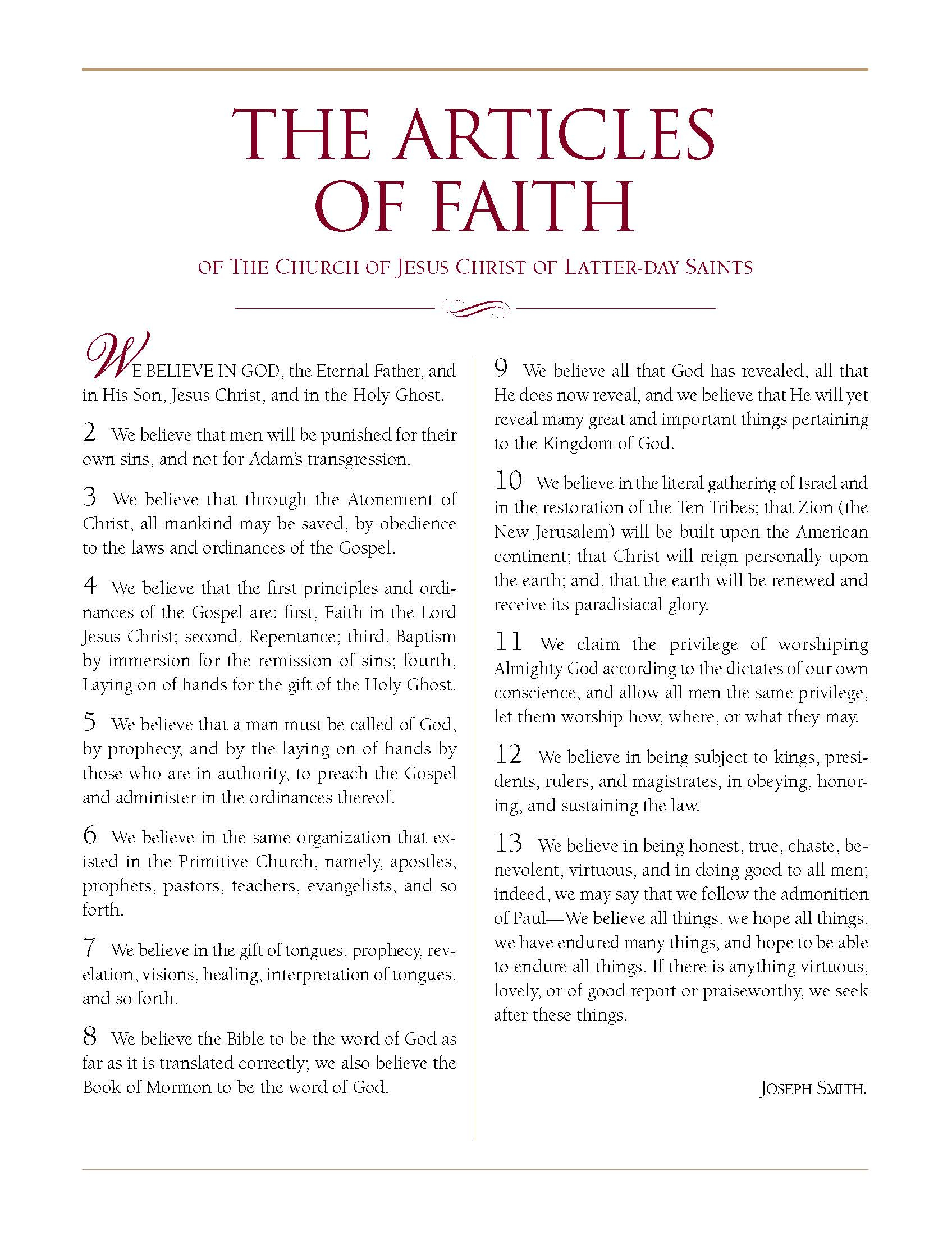175Th Anniversary Of Lds Articles Of Faith | Lds365: Resources intended for Lds Articles of Faith Printable