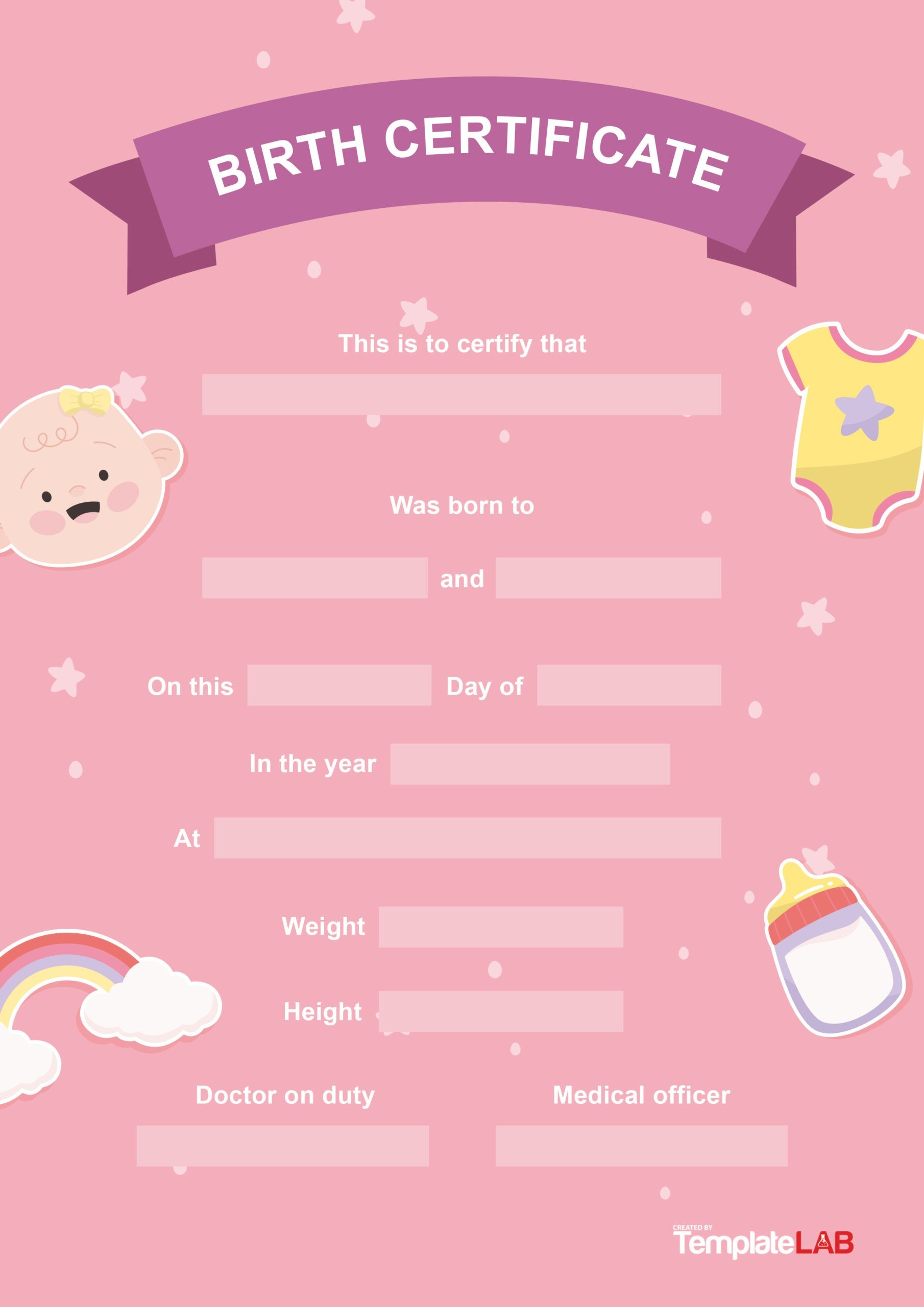 27 Birth Certificate Templates (Word, Ppt &amp;amp; Pdf) ᐅ Templatelab for Free Printable Doll Birth Certificate