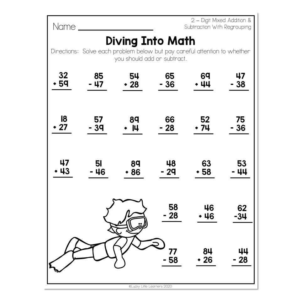 2Nd Grade Math Worksheets - 2-Digit Mixed Addition And Subtraction pertaining to 2Nd Grade Math Printable Worksheets