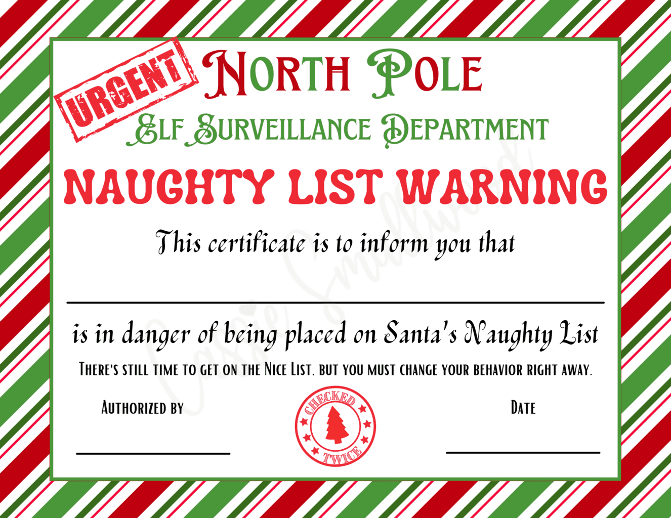 4 Cute Naughty List Letters From Santa - Cassie Smallwood with Free Printable Warning Letter From Santa Template