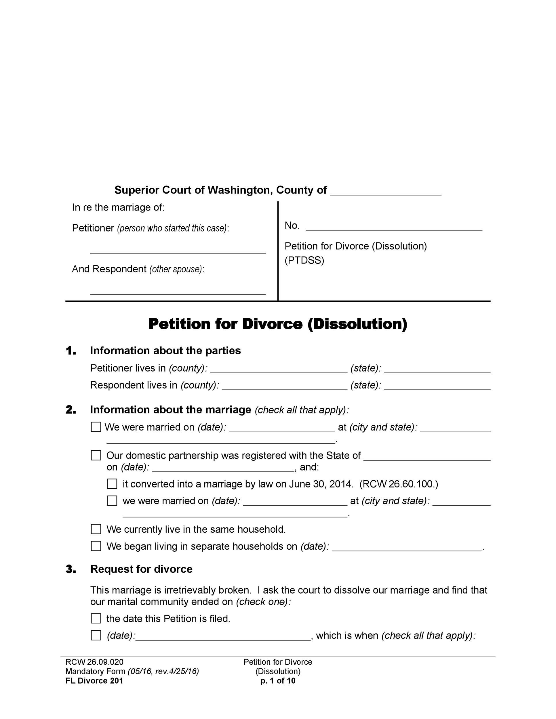 40 Free Divorce Papers (Printable) ᐅ Templatelab with regard to Printable Divorce Papers For Free