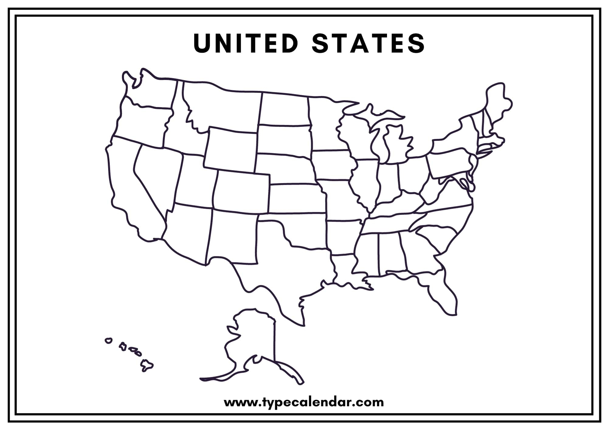 Blank Map of United States Printable Free | Edu Printables
