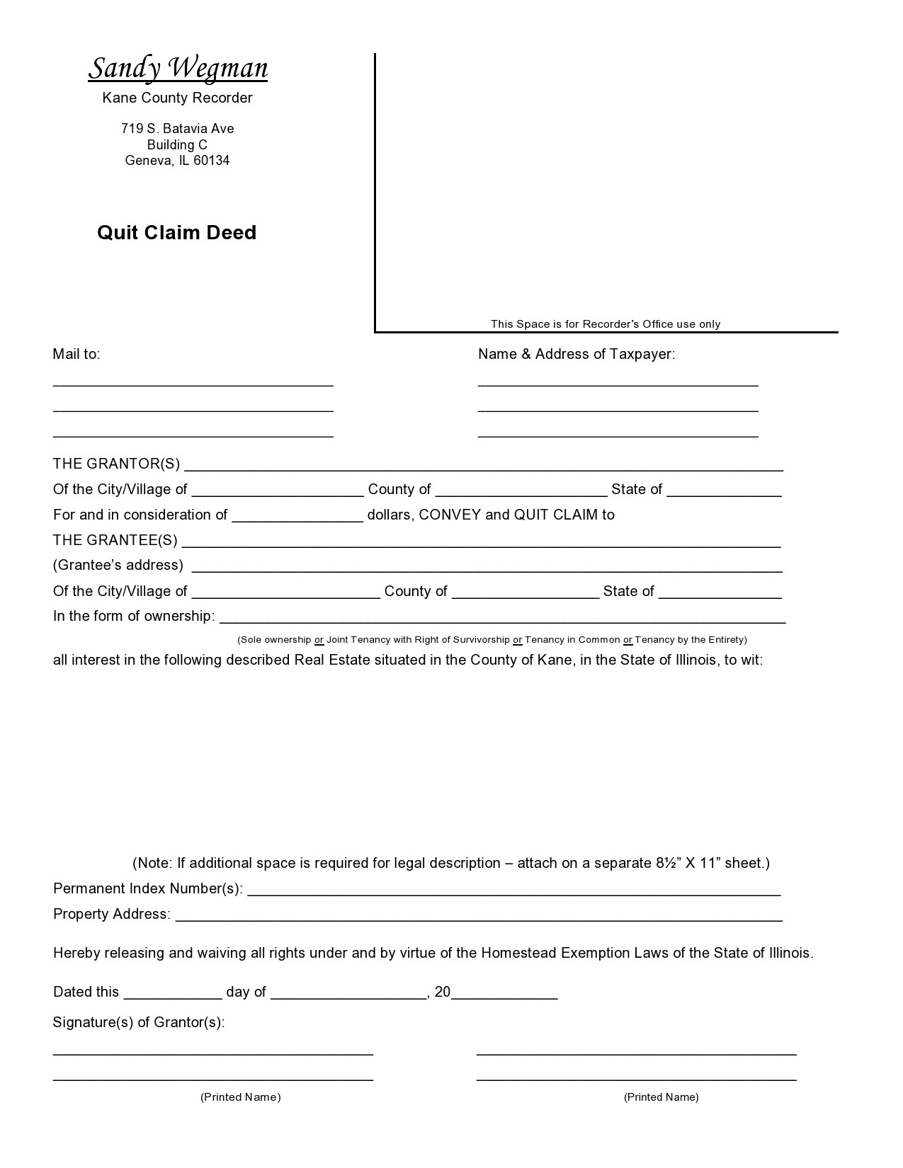 41 Free Quitclaim Deed Forms &amp;amp; Templates ᐅ Templatelab intended for Printable Quick Claim Deed Form