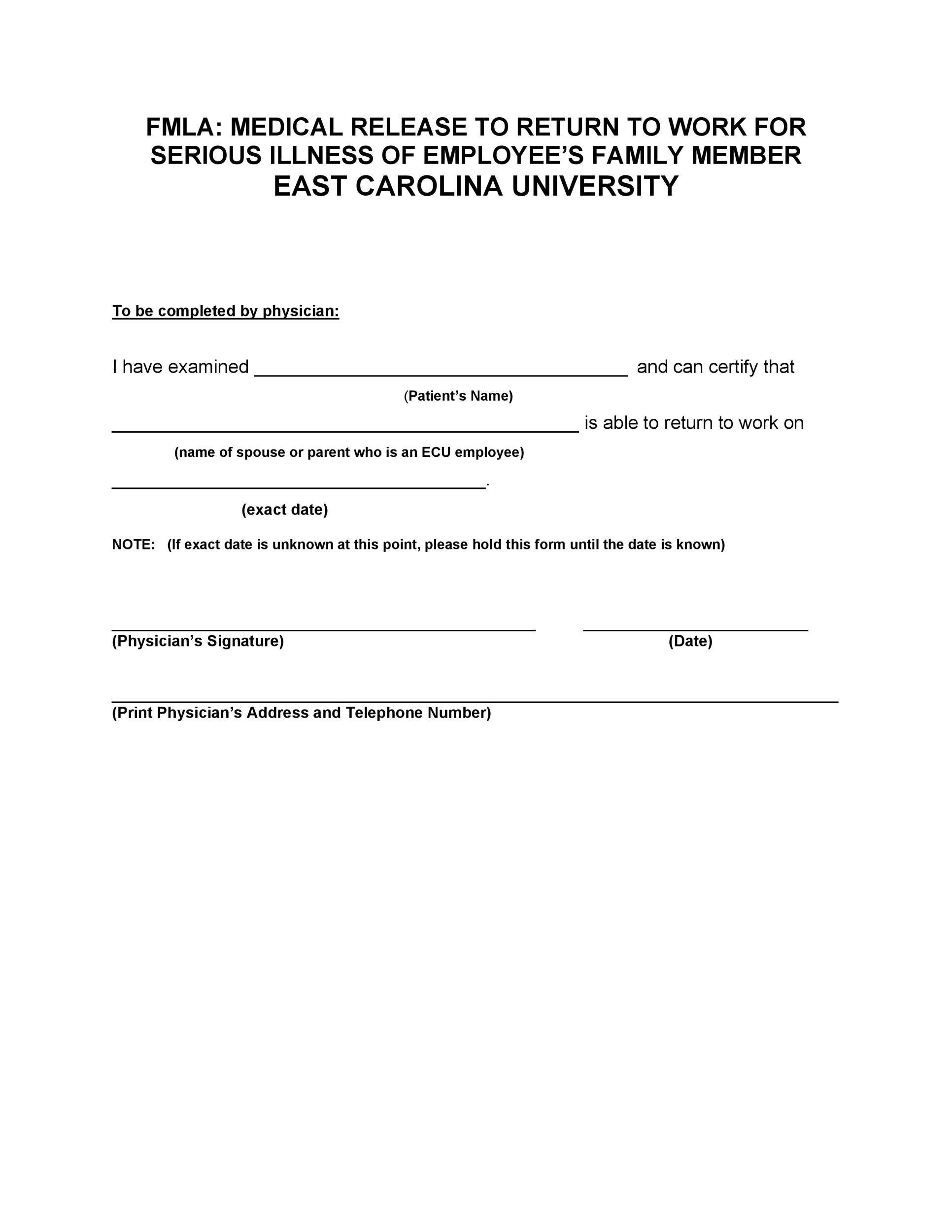 49 Best Return To Work [&amp;amp; Work Release Forms] ᐅ Templatelab with regard to Free Printable Return To Work Form