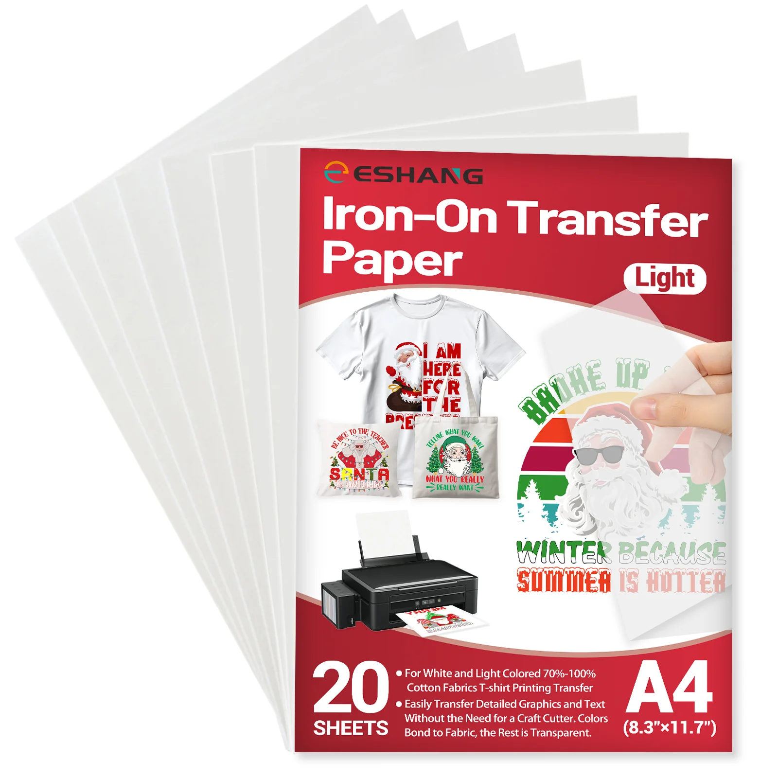 5/10/20 Pcs Iron-On Heat Transfer Paper For Light Fabric A4 Size Inkjet &amp;amp;  Laser Printing &amp;amp; Drawing Diy T-Shirts 8.3×11.7 Inch - Aliexpress intended for Printable Fabric Sheets For Laser Printers