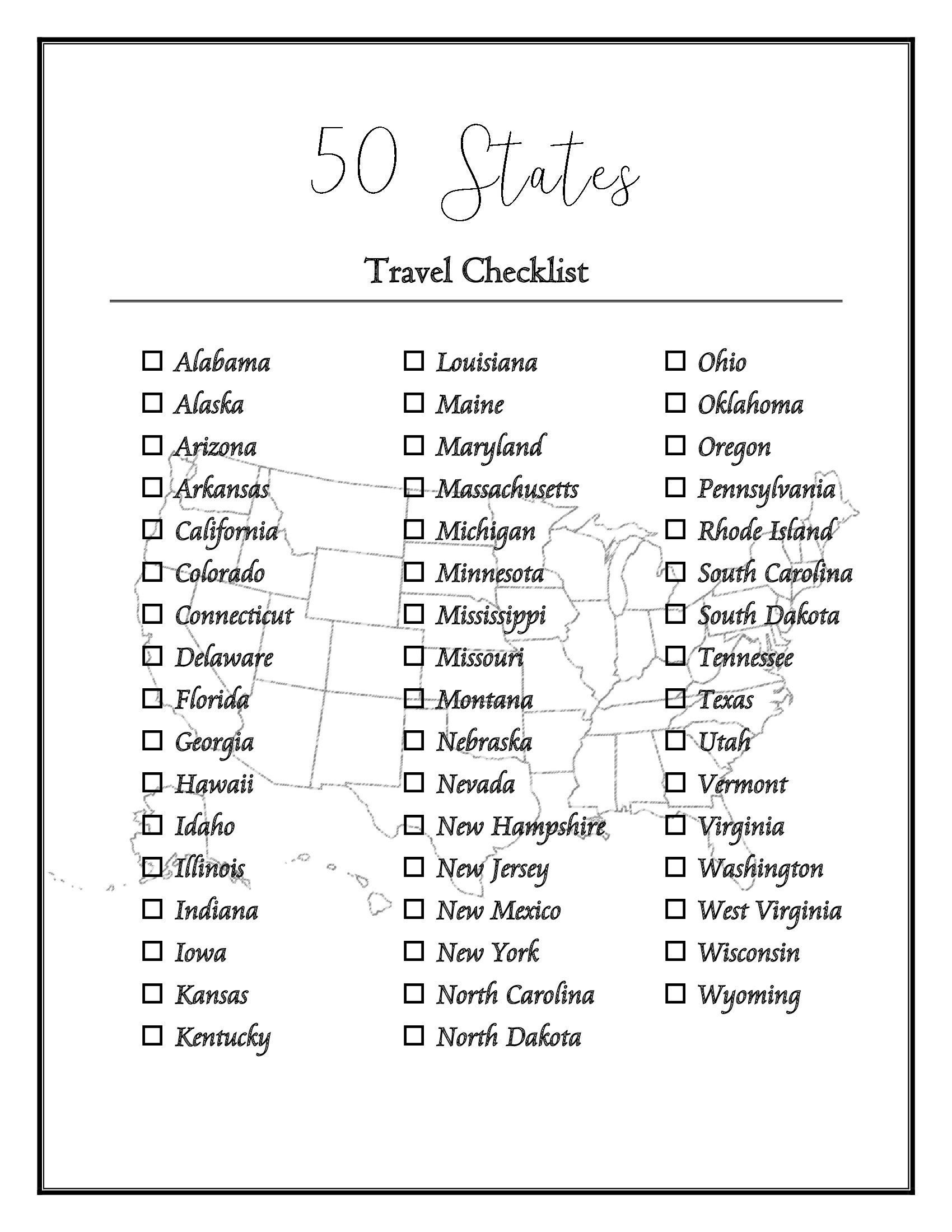50 Us States Checklist - Worksheets Library throughout Printable List Of Us States
