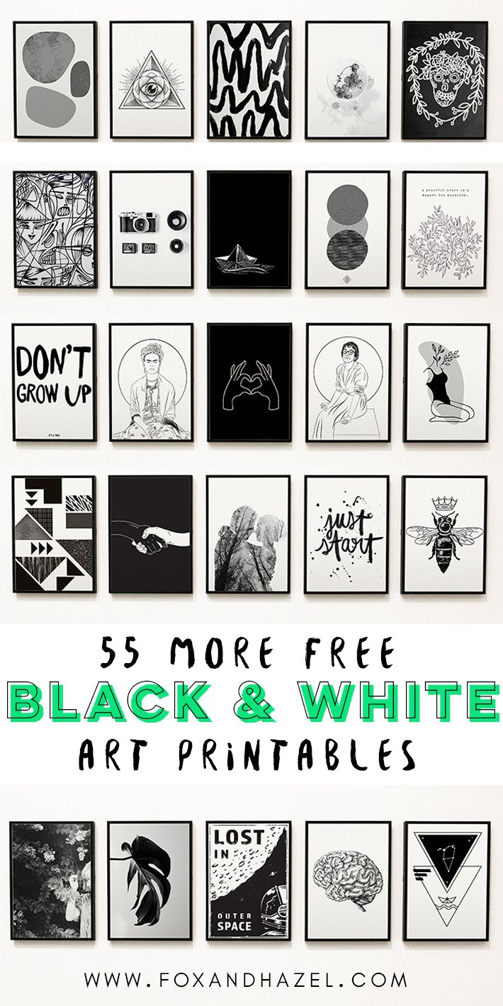 55 More Free Black And White Art Printables | Fox + Hazel inside Printable Black and White Prints