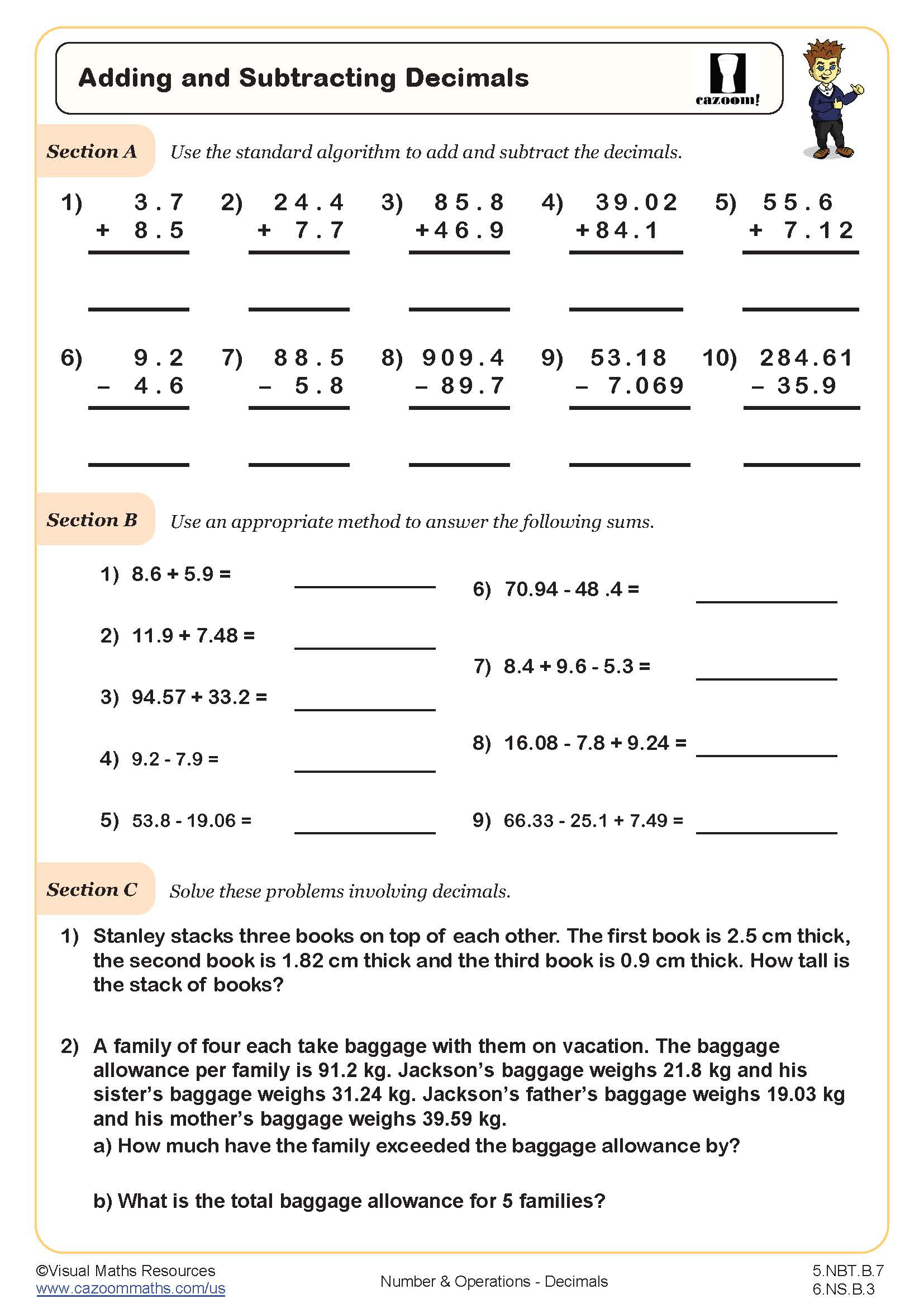 5Th Grade Math Worksheets Pdf | Printable Pdf Worksheets | Cazoom Math intended for Free Printable Worksheets For 5Th Grade