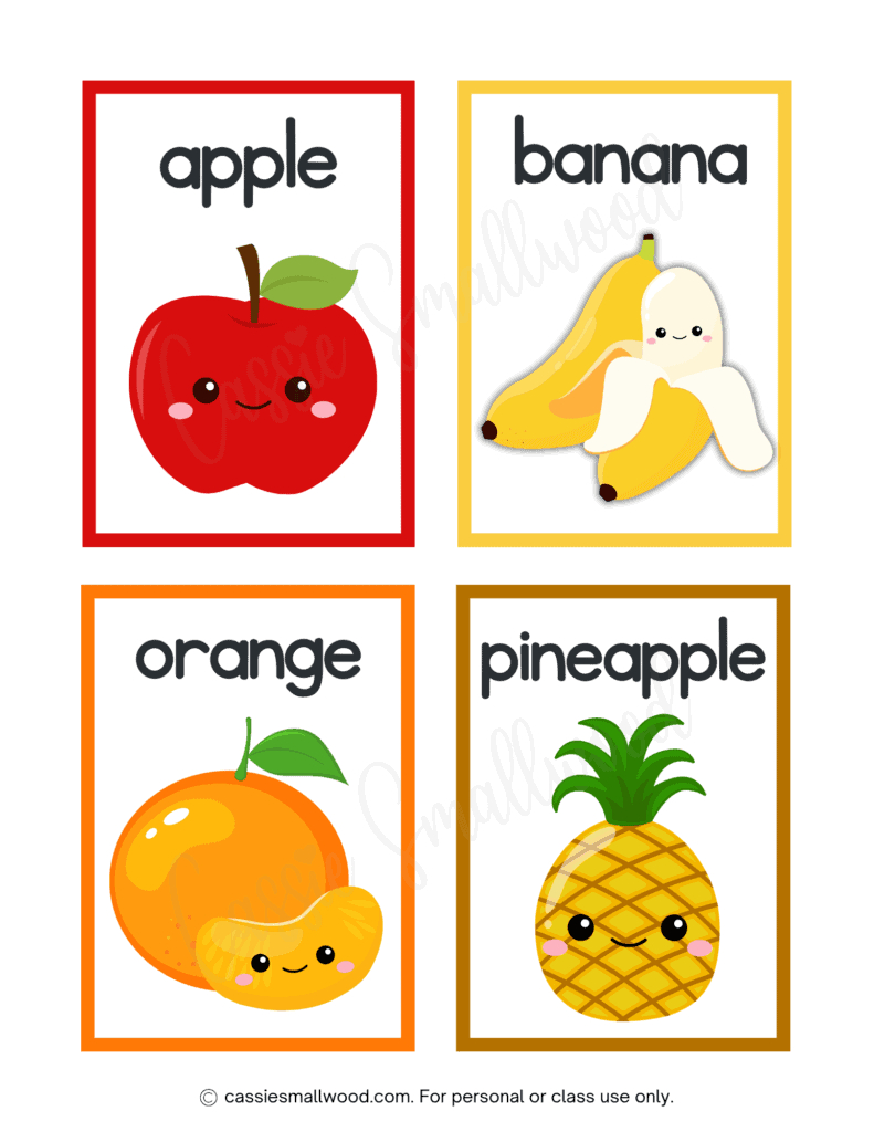 72 Fruit Flashcards (Free Printables) - Cassie Smallwood in Fruit Flash Cards Free Printable