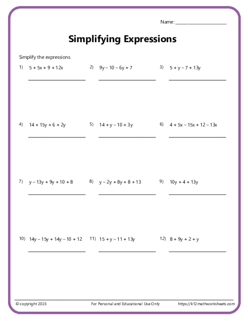 7Th Grade Algebra Worksheets regarding 7Th Grade Math Worksheets Printable