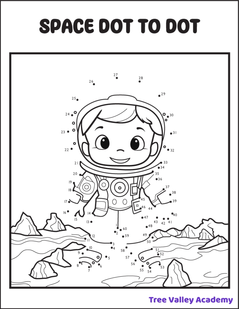 8 Space Dot To Dot Coloring Pages - Tree Valley Academy in Free Dot to Dot Printables