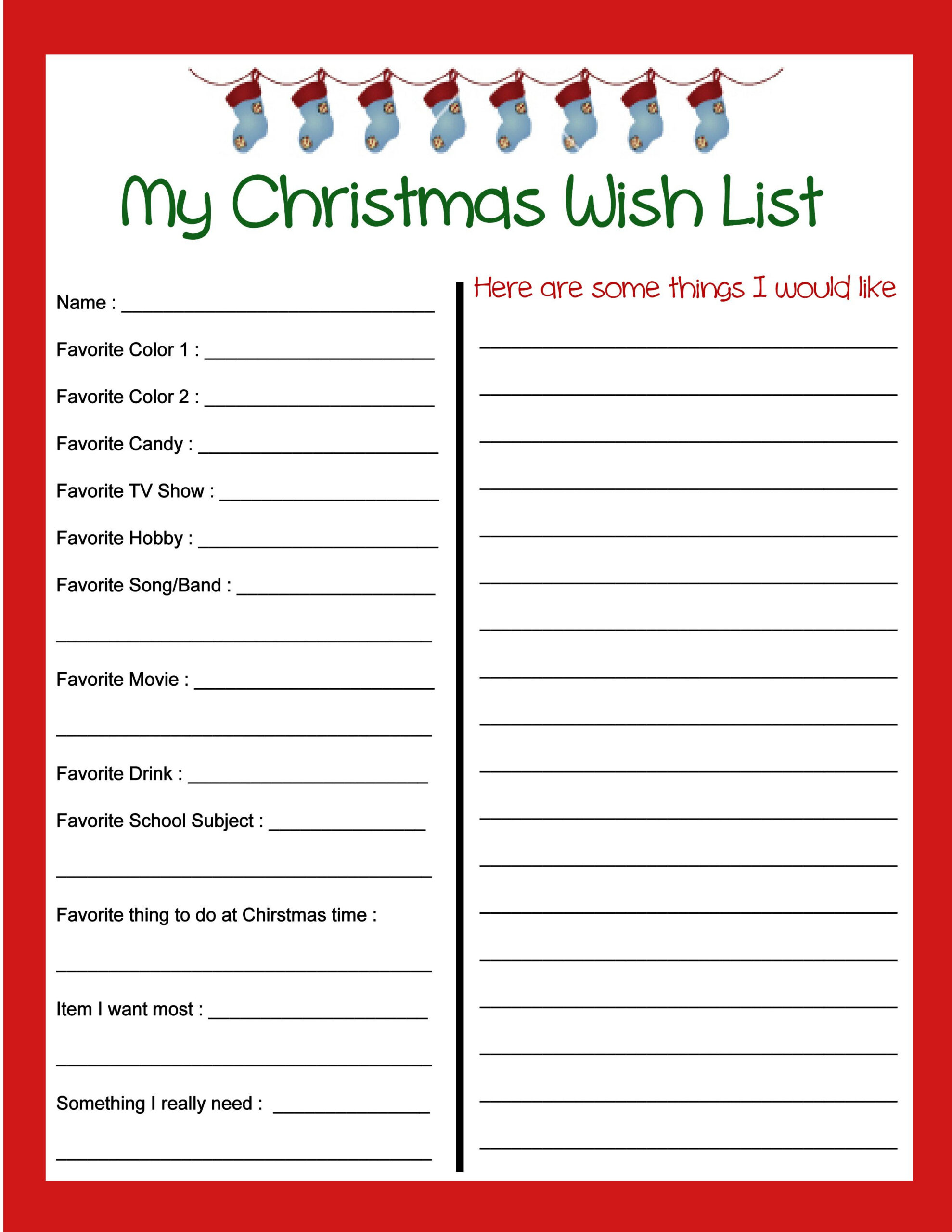 9 Best Christmas List Printable Ideas | Christmas List Printable inside Free Printable Wish List For Christmas