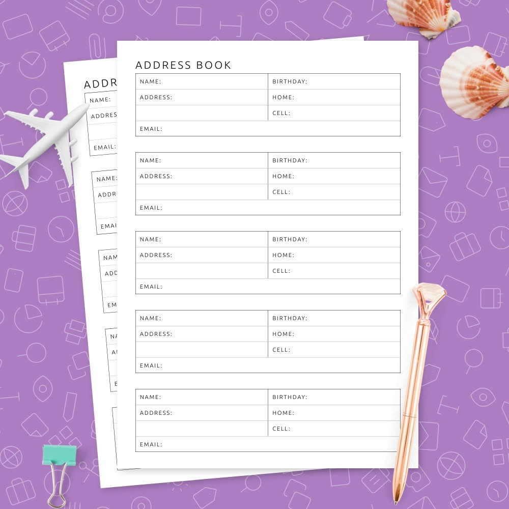 Address Book Template inside Free Printable Address Book Pages