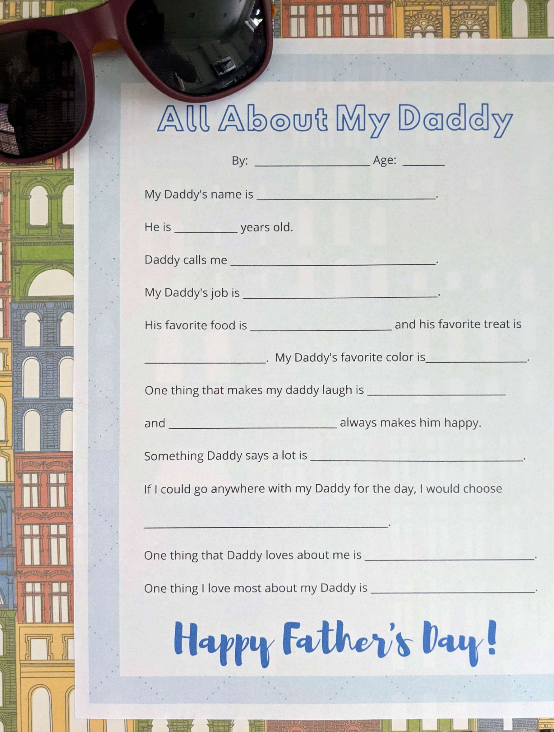 All About My Dad: Printable Father&amp;#039;S Day Interview Questions For for Father&amp;amp;#039;s Day Interview Printable
