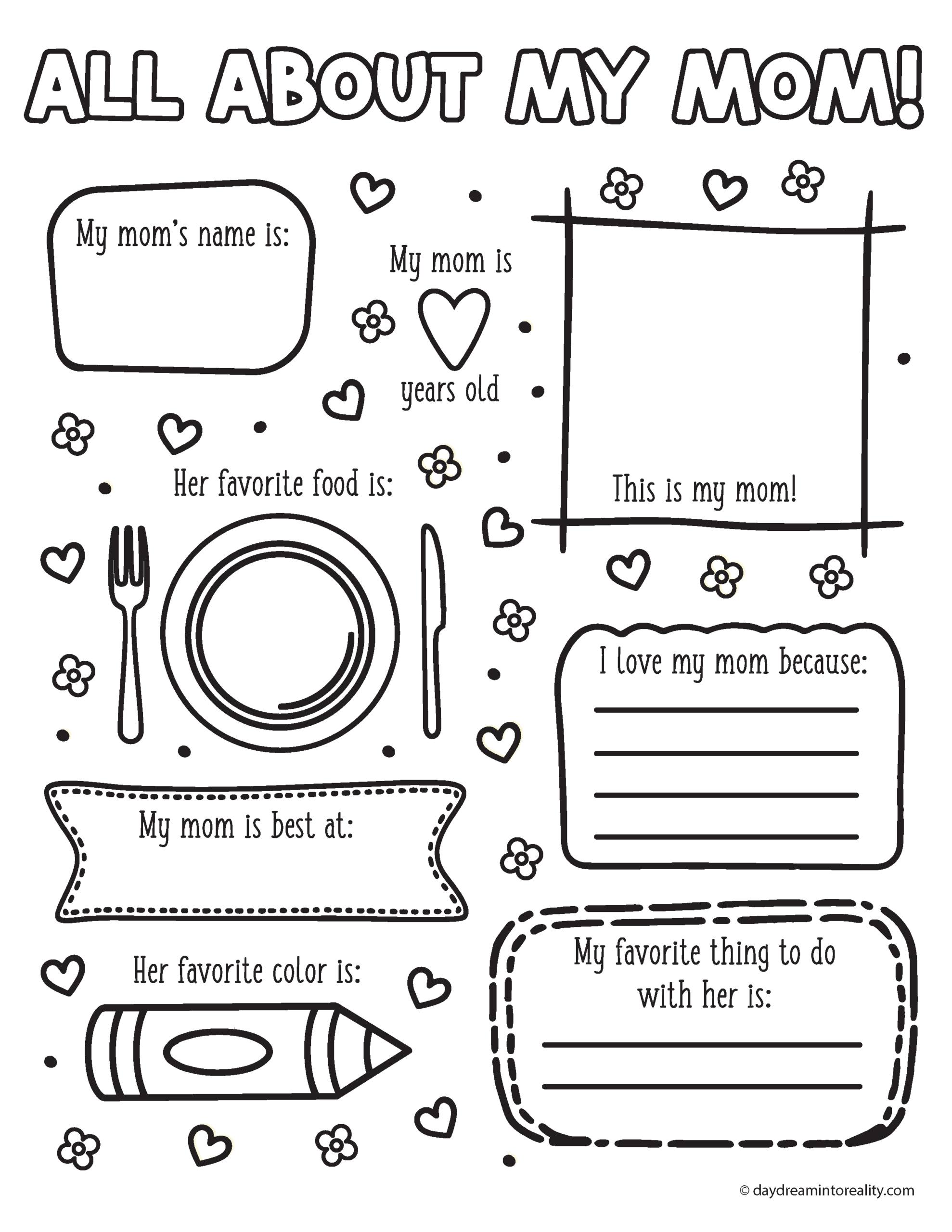 All About My Mom | Free Pdf Printable! ~ Daydream Into Reality throughout About My Mom Printable Free