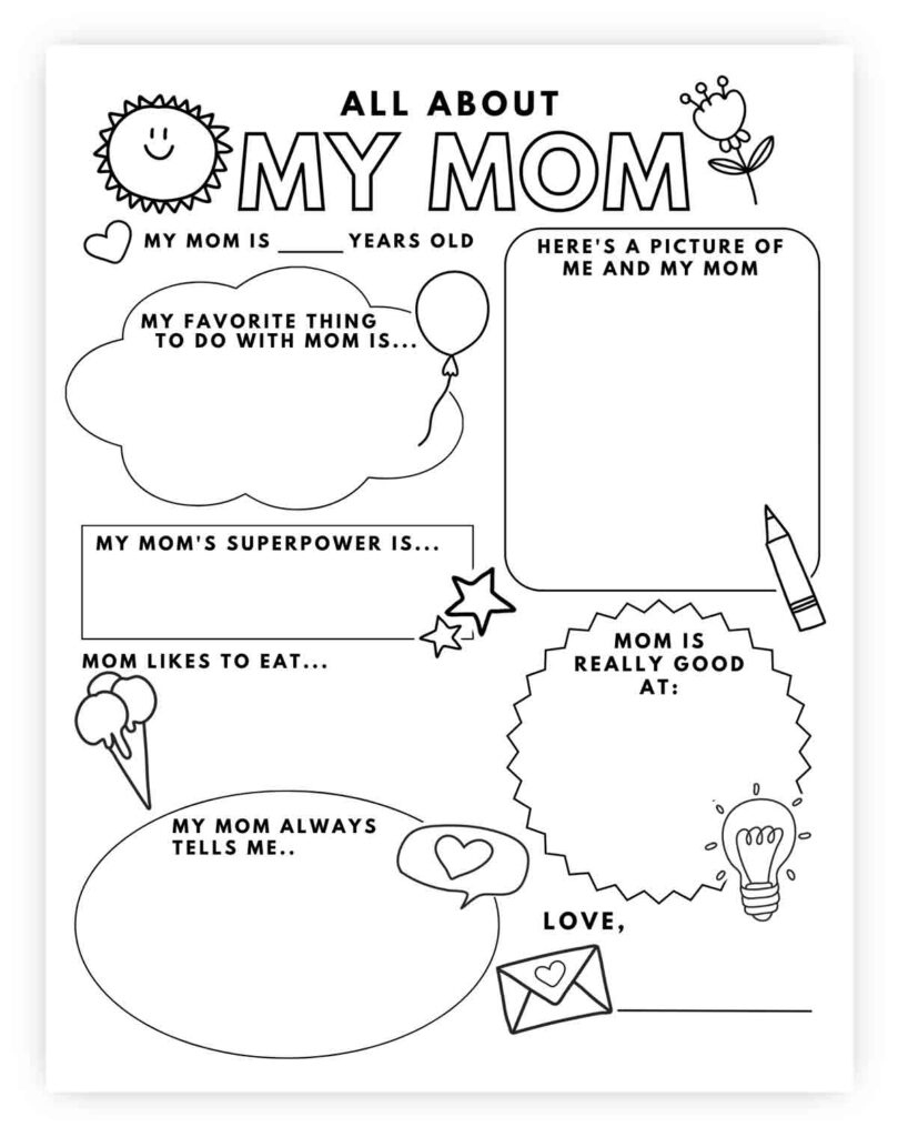 All About My Mom Printable (Free Worksheet) - Mindymakes in About My Mom Printable Free