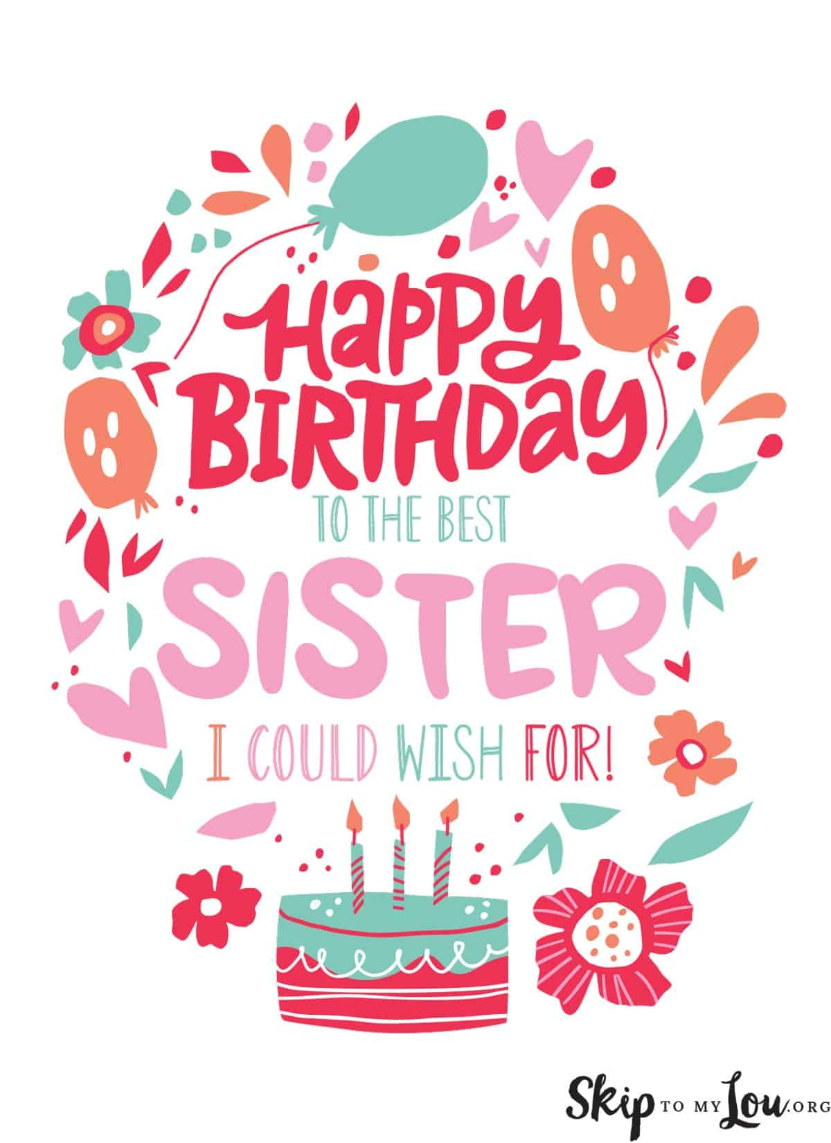 Beautiful Birthday Card For Sister | Skip To My Lou with regard to Printable Birthday Cards For Sister