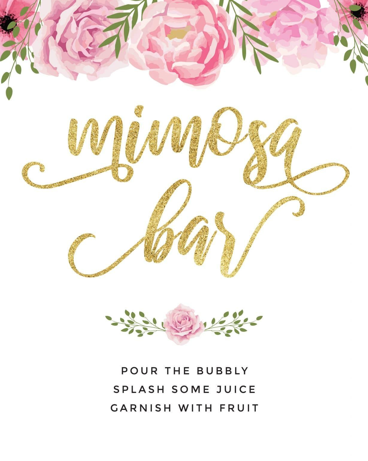 Beautiful Mimosa Bar Sign And Free Printables To Impress with regard to Mimosa Bar Printable Sign Free