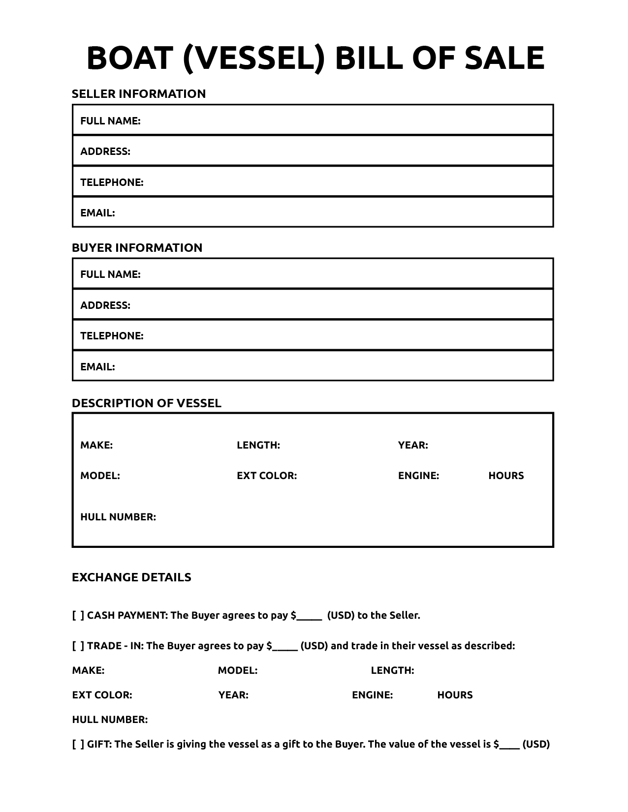 Bill Of Sale For Boat - World Of Printables throughout Free Printable Boat Bill Of Sale Template