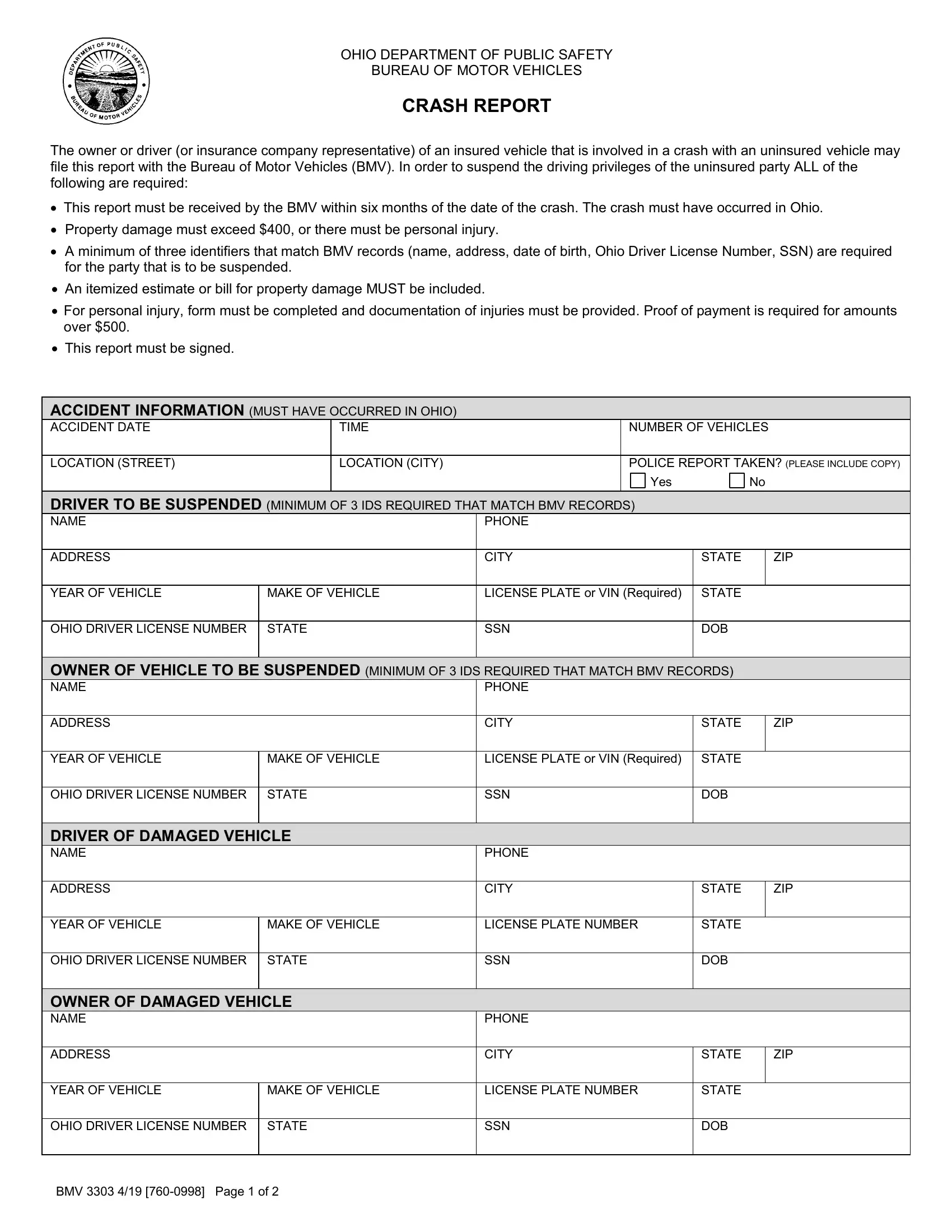 Bmv 3303 Form ≡ Fill Out Printable Pdf Forms Online with regard to Printable Form Bmv 4826 Ohio