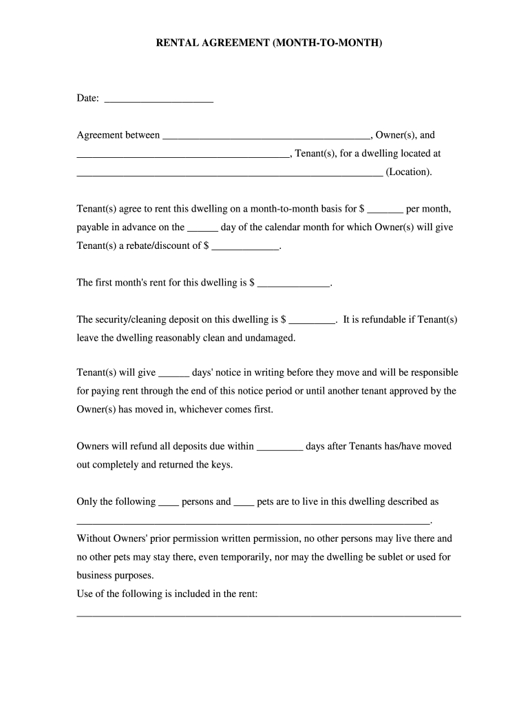Carroll Rental Agreement Form - Fill Online, Printable, Fillable intended for Free Printable Basic Rental Agreement Month to Month