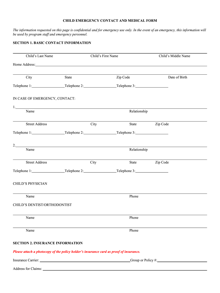 Free Printable Emergency Contact Form For Daycare | Edu Printables