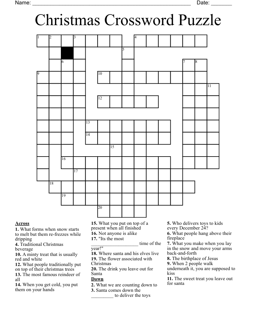 Christmas Crossword Puzzle - Wordmint throughout Free Printable Christmas Crossword Puzzles With Answers