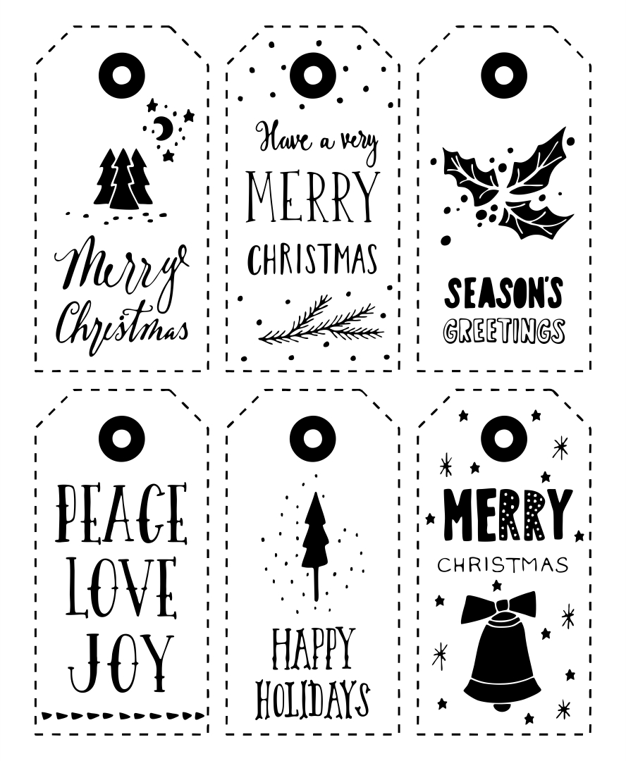 Christmas Gift Tags Black And White - 15 Free Pdf Printables with regard to Free Printable Christmas Tags Black and White