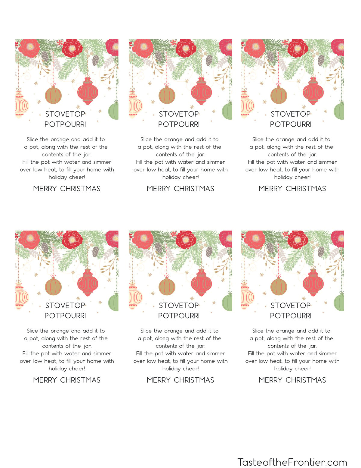 Christmas Potpourri Tags Free Printable in Free Printable Christmas Potpourri Tags