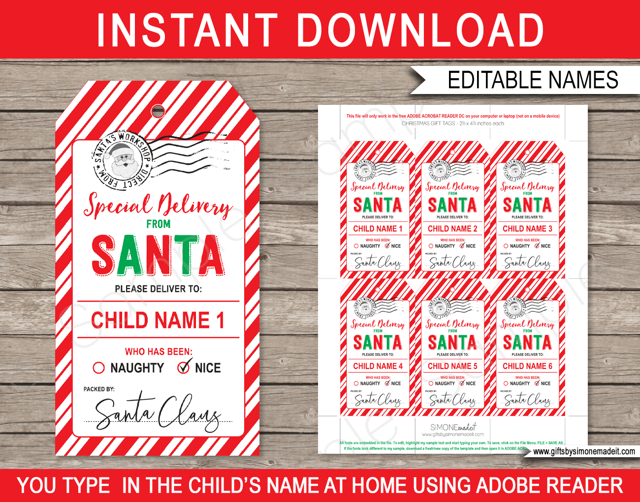 Christmas Santa Gift Tags - Red &amp;amp; Green with regard to Santa Gift Tags Free Printable