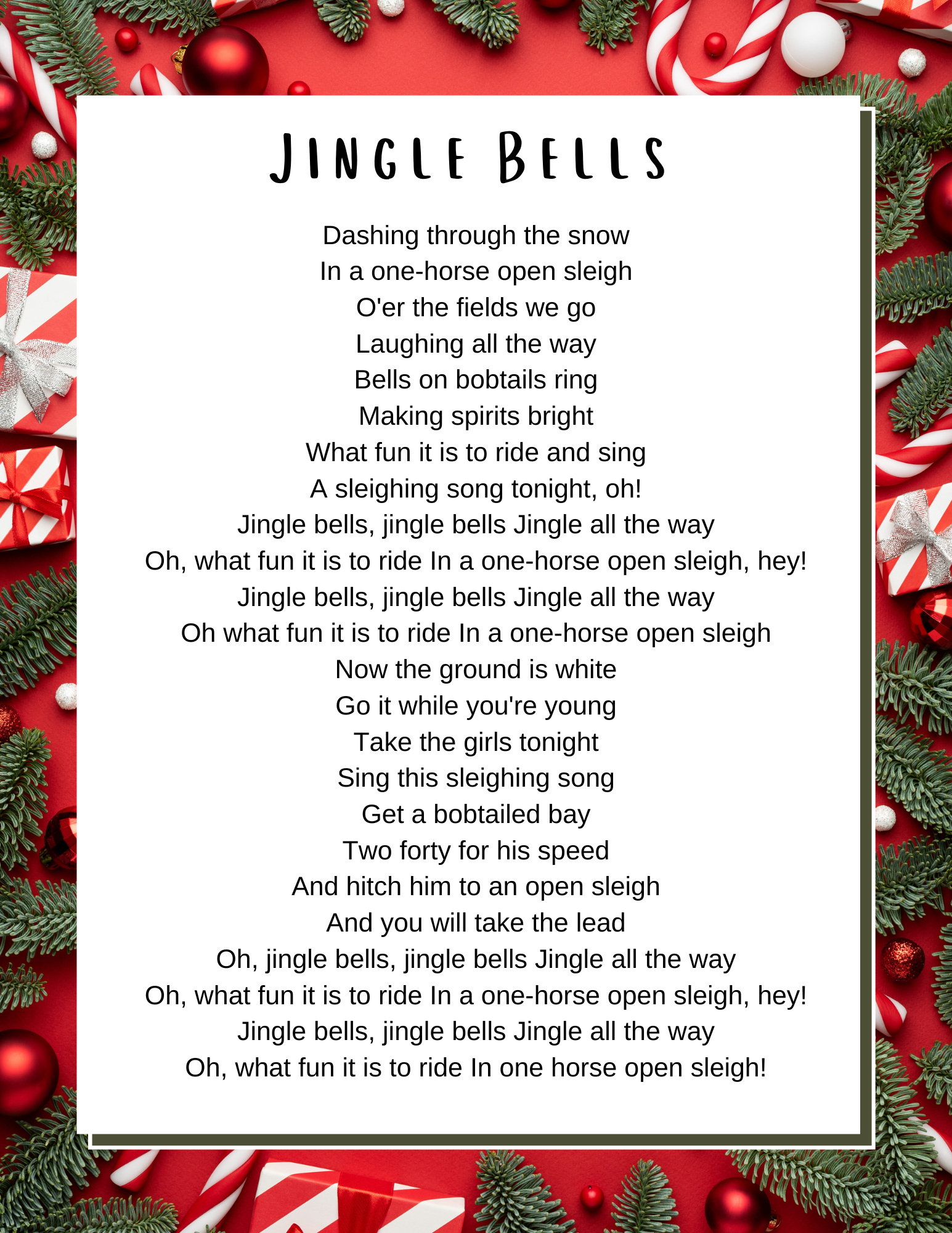 Christmas Songs Lyrics - Lyrics To Popular Christmas Carols throughout Free Printable Christmas Song Lyrics