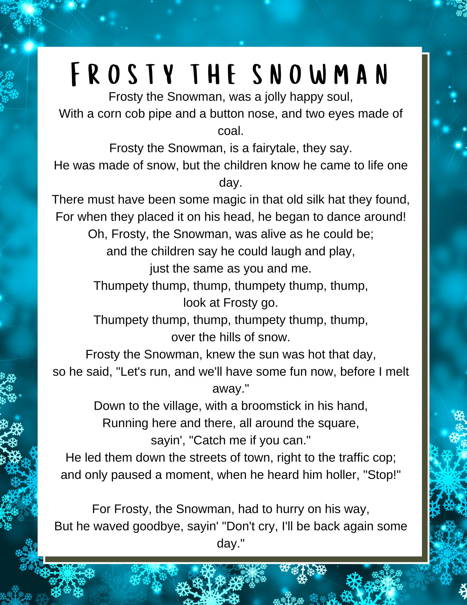 Christmas Songs Lyrics - Lyrics To Popular Christmas Carols within Free Printable Christmas Song Lyrics