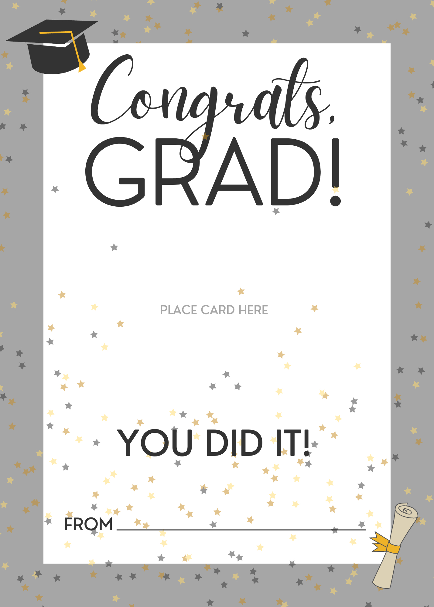 Congrats, Grad! Free Printable Graduation Cards Template in Free Printable Congrats Graduation Cards