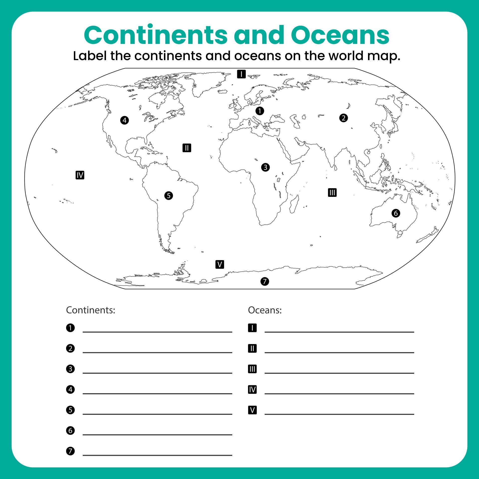 Continents And Oceans Map For 2Nd Grade | Continents And Oceans pertaining to Free Printable Worksheets on Continents and Oceans