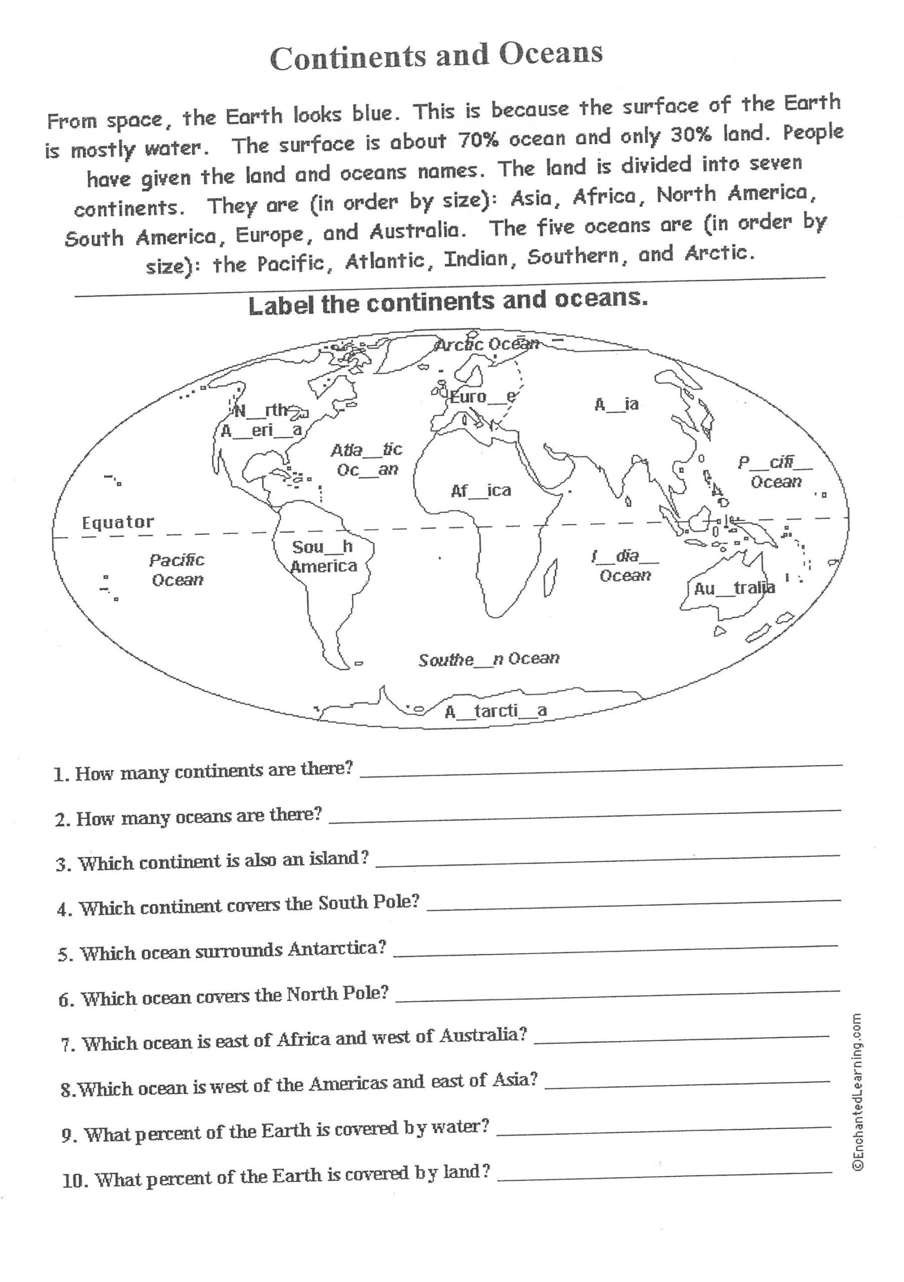 Continents And Oceans Worksheet | Geography Worksheets, Social intended for Free Printable Worksheets on Continents and Oceans