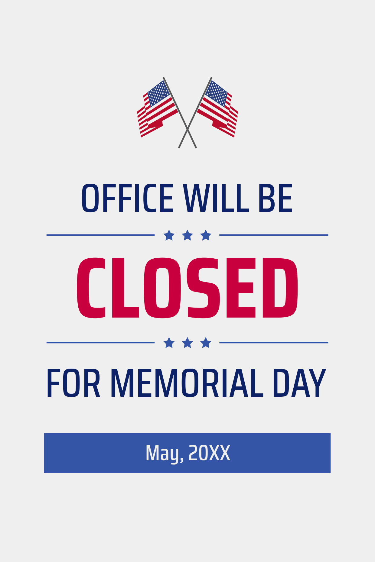 Crossed Us Flags Memorial Day Closed Sign Template | Square Signs with Closed For Memorial Day Sign Printable