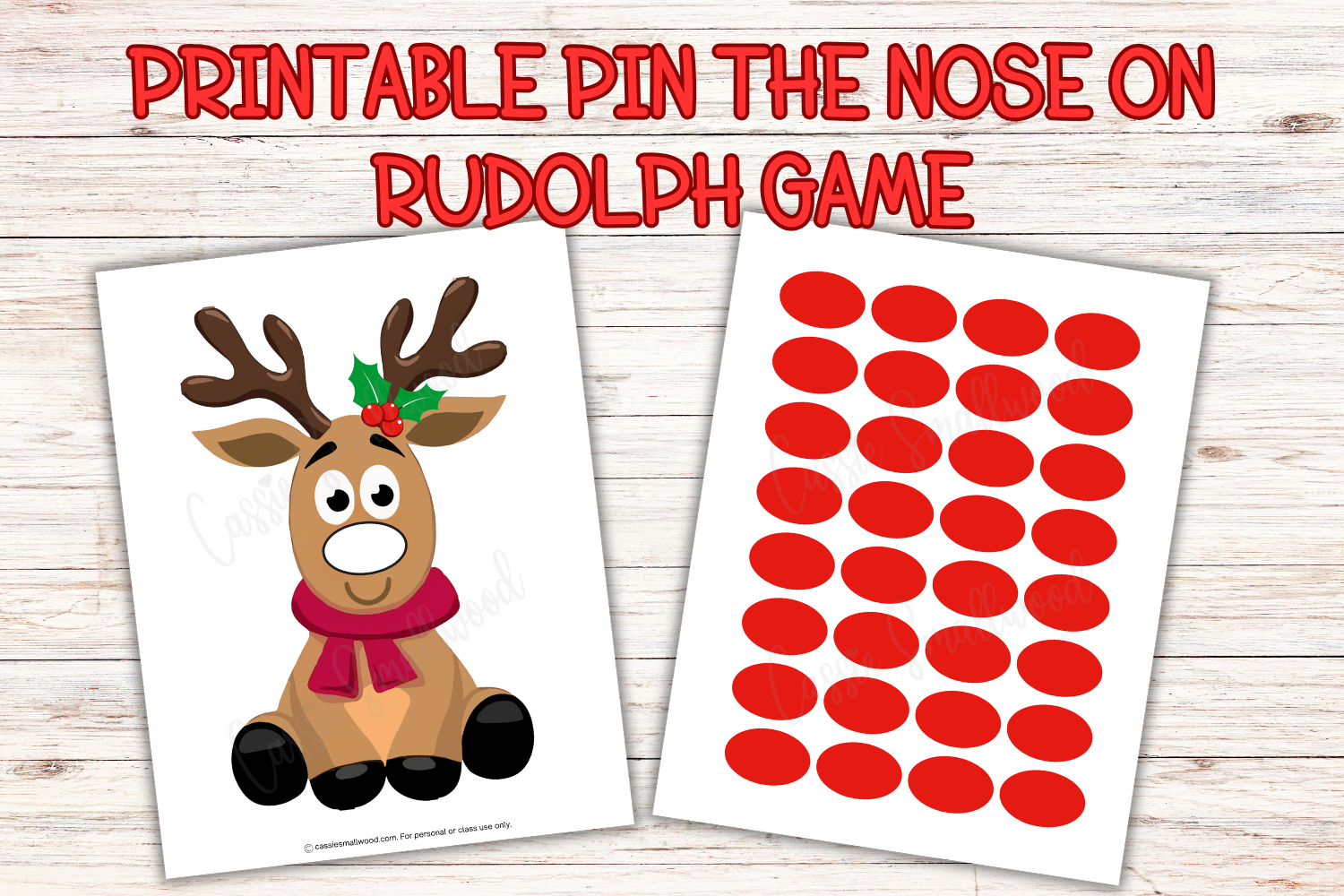 Cute Pin The Nose On Rudolph Game (Free Printable) - Cassie Smallwood throughout Pin Nose on Rudolph Printable
