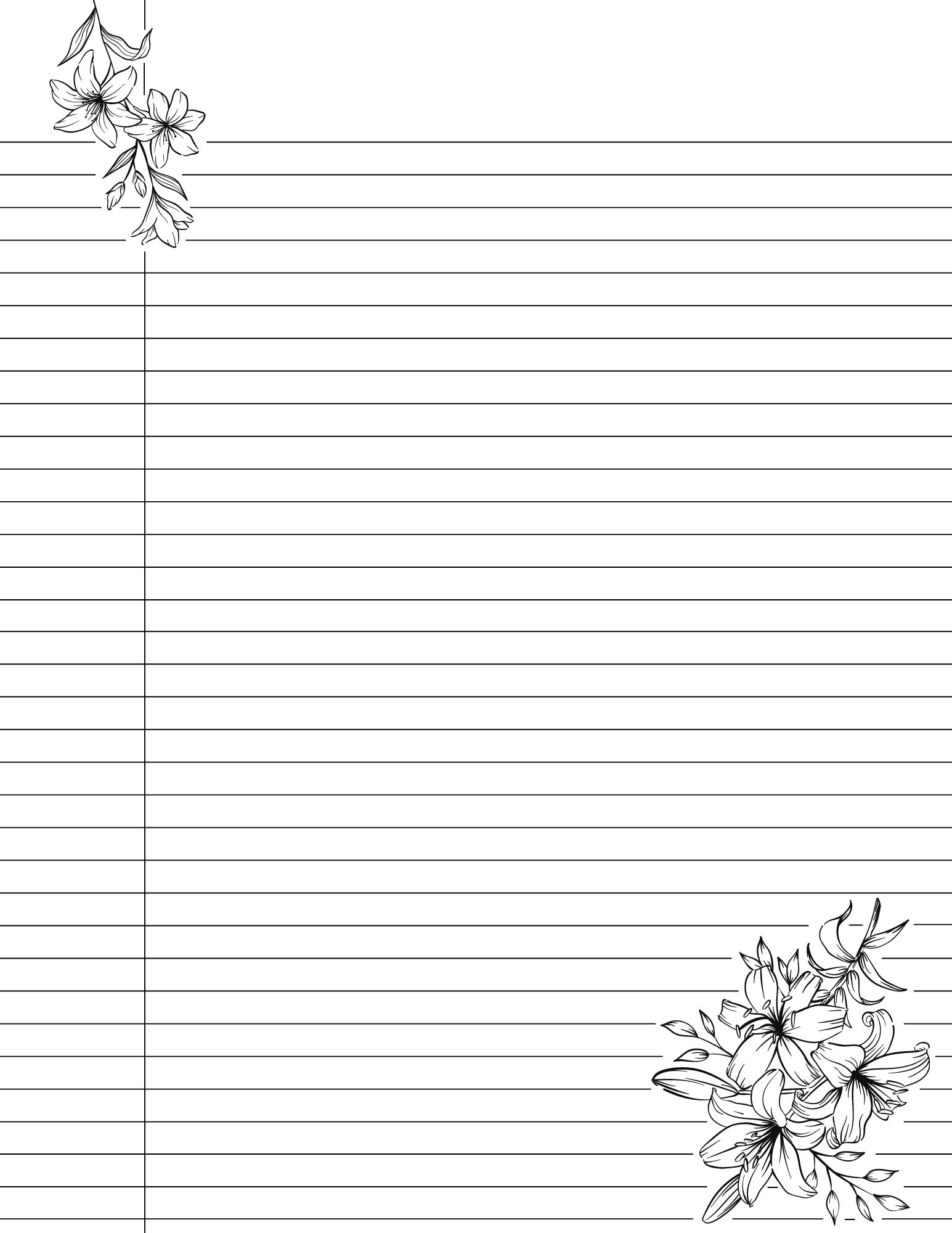 Cute Printable College Ruled Lined Notebook Paper With Margins pertaining to Downloadable Cute Printable Notebook Paper