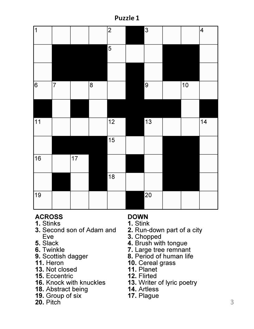Digital Download 100 Printable Crossword Puzzles For Adults, Fun intended for Crossword Puzzles Printable For Adults