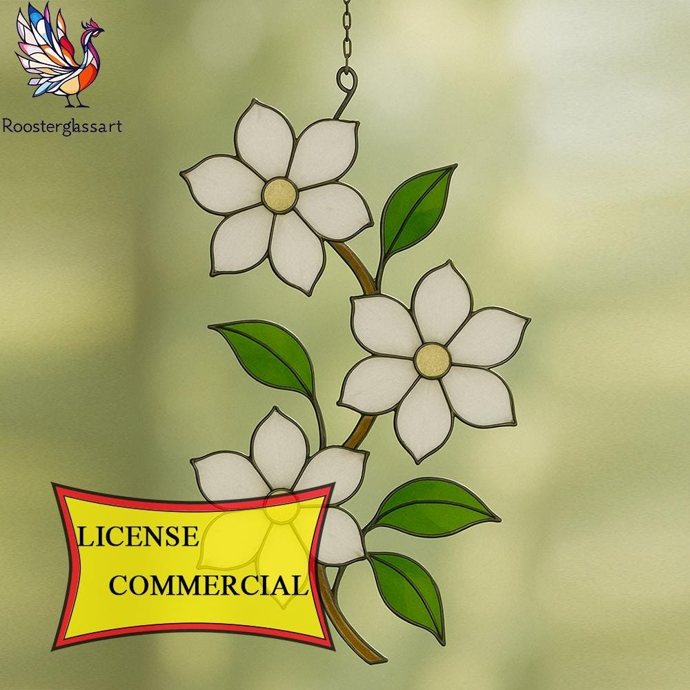 Digital Download Stained Glass Flower Pattern, Stained Glass Pattern,  Modern Suncatcher, Diy Stained Glass inside Printable Flower Stained Glass Patterns