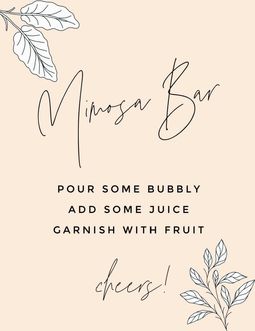 Diy Mimosa Bar Cart With Free Printable Mimosa Bar Sign | within Mimosa Bar Free Printable Sign