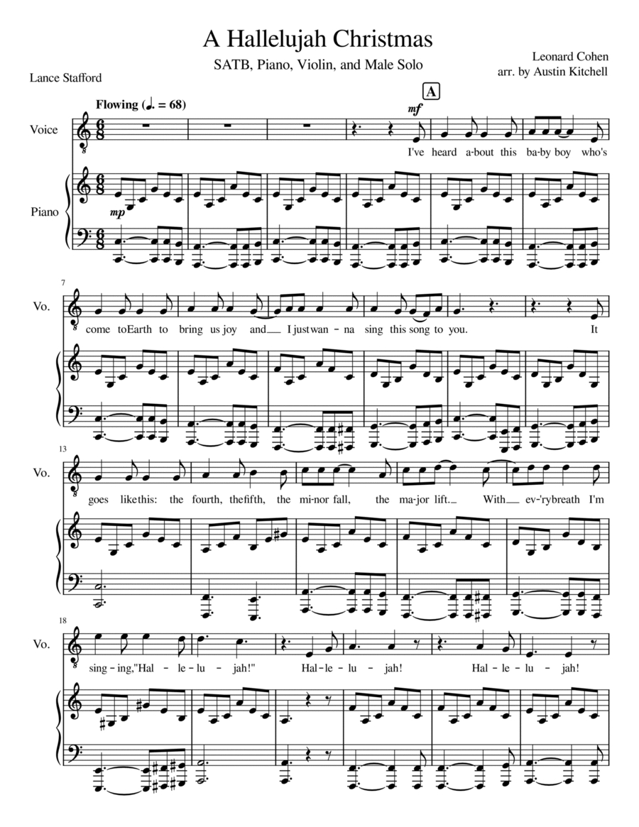 Download Digital Sheet Music Of Leonard Cohen For Choral Satb for Free Printable Christmas Hallelujah Sheet Music