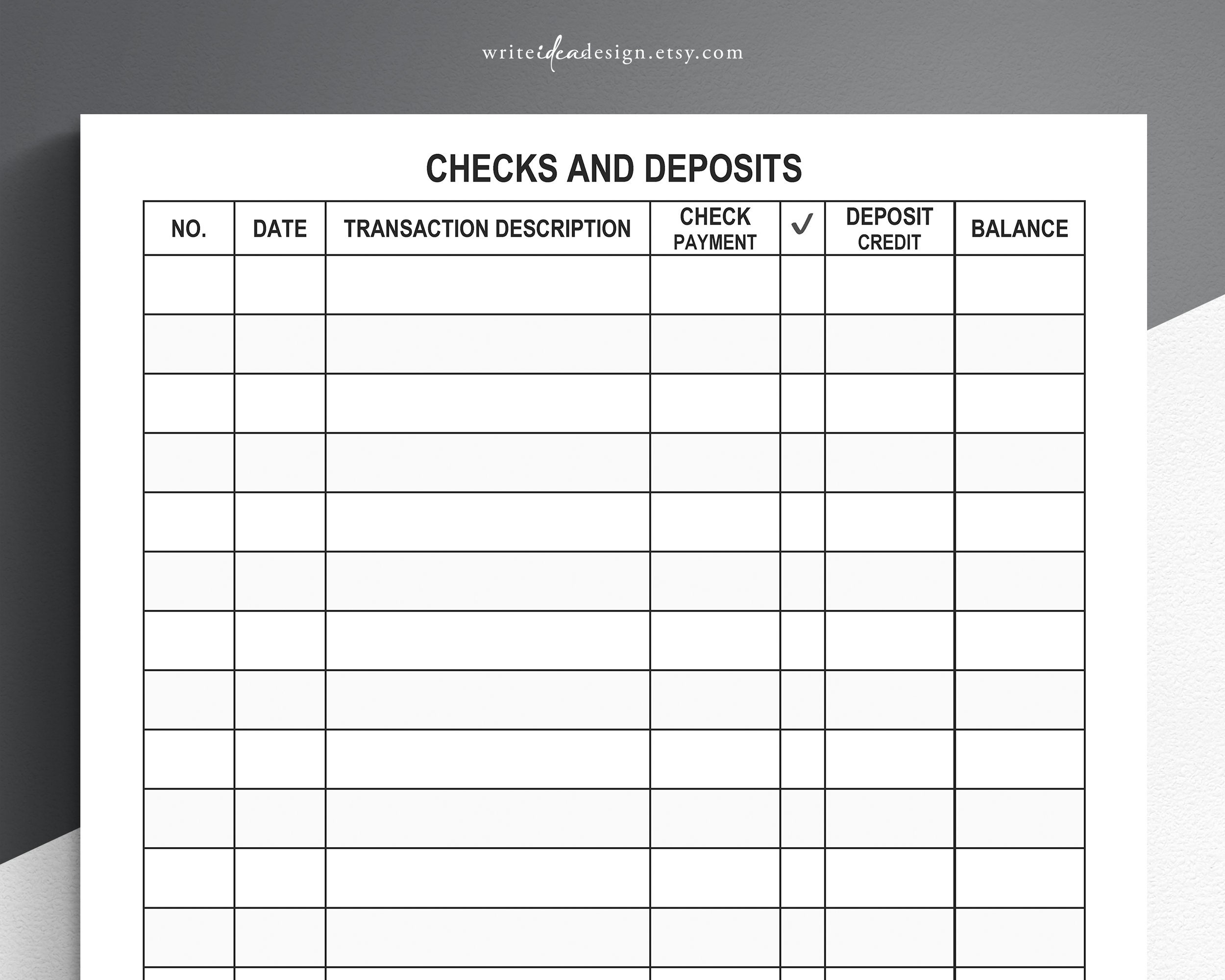 Druckbares Scheckbuch-Register: Us Letter Size (Pdf) - Etsy.de inside Large Print Check Register Printable